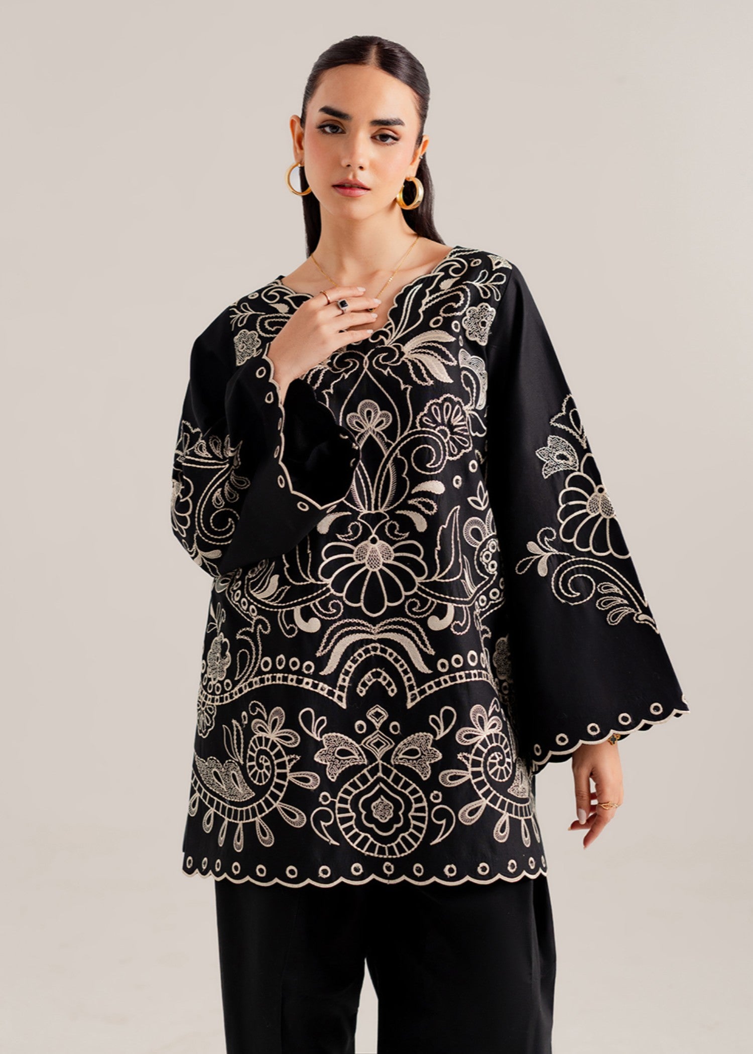 lawn cotton Co Ord Sets in Black
