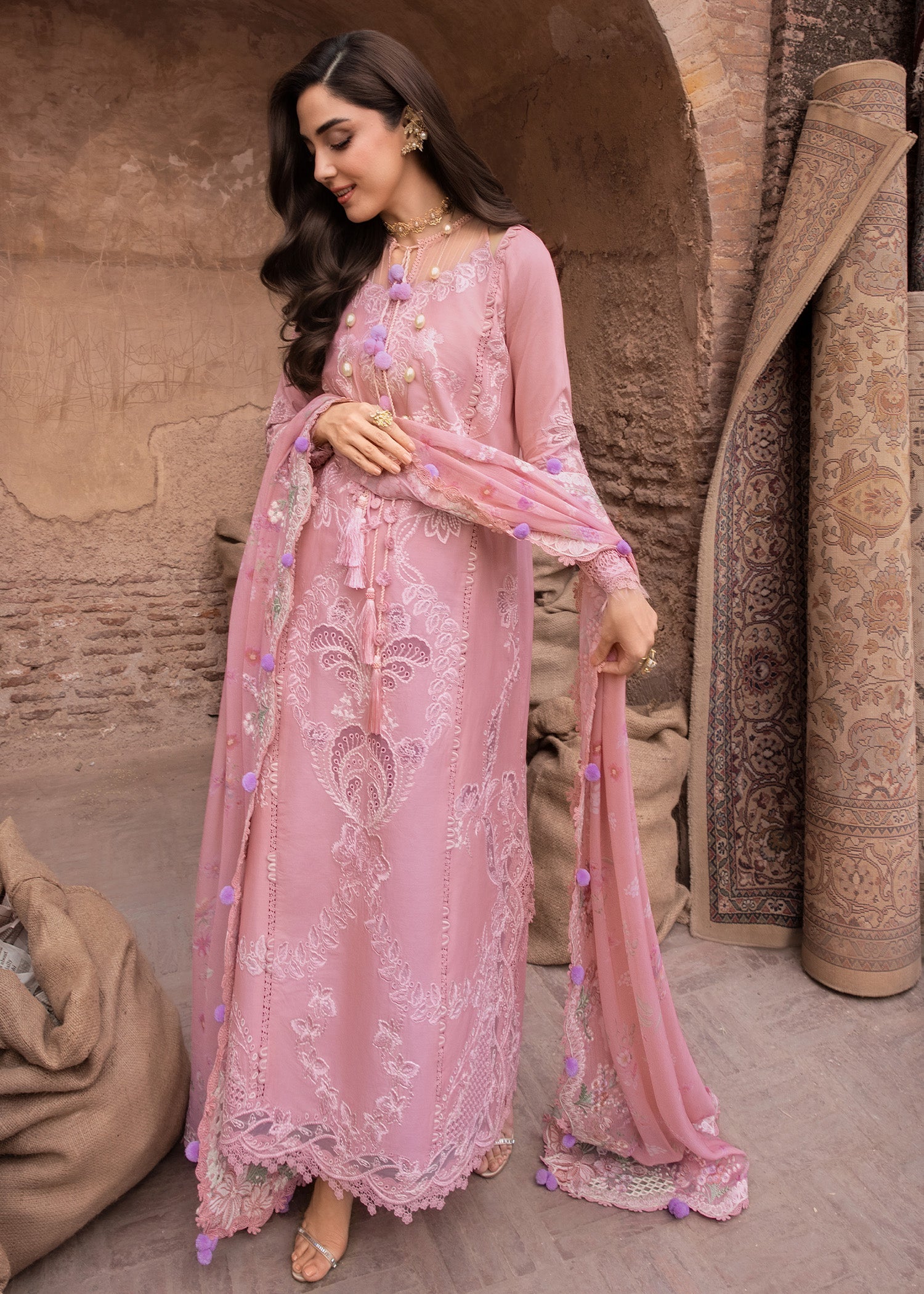 lawn Unstitched in Blush pink