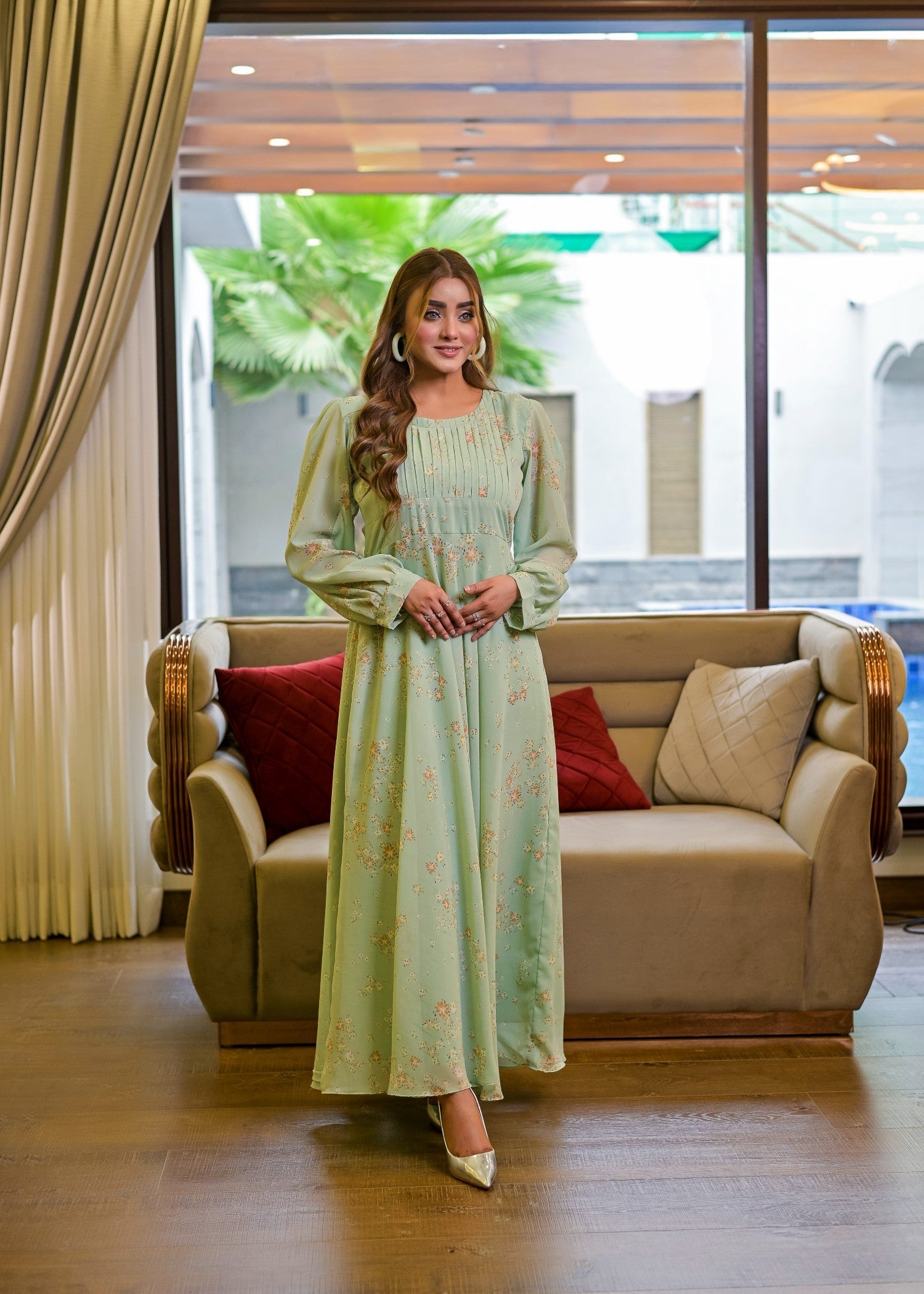 chiffon Maxi in Mint green