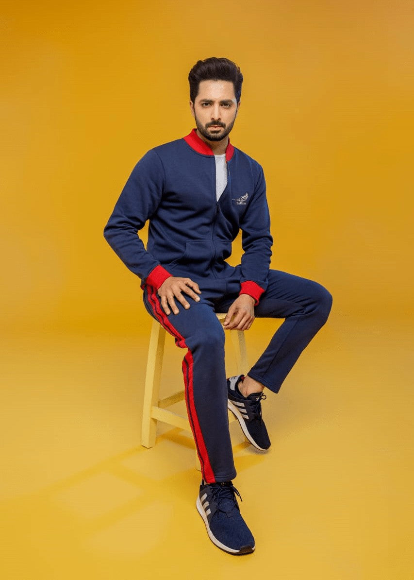 single jersey knit Tracksuit in Navy blue