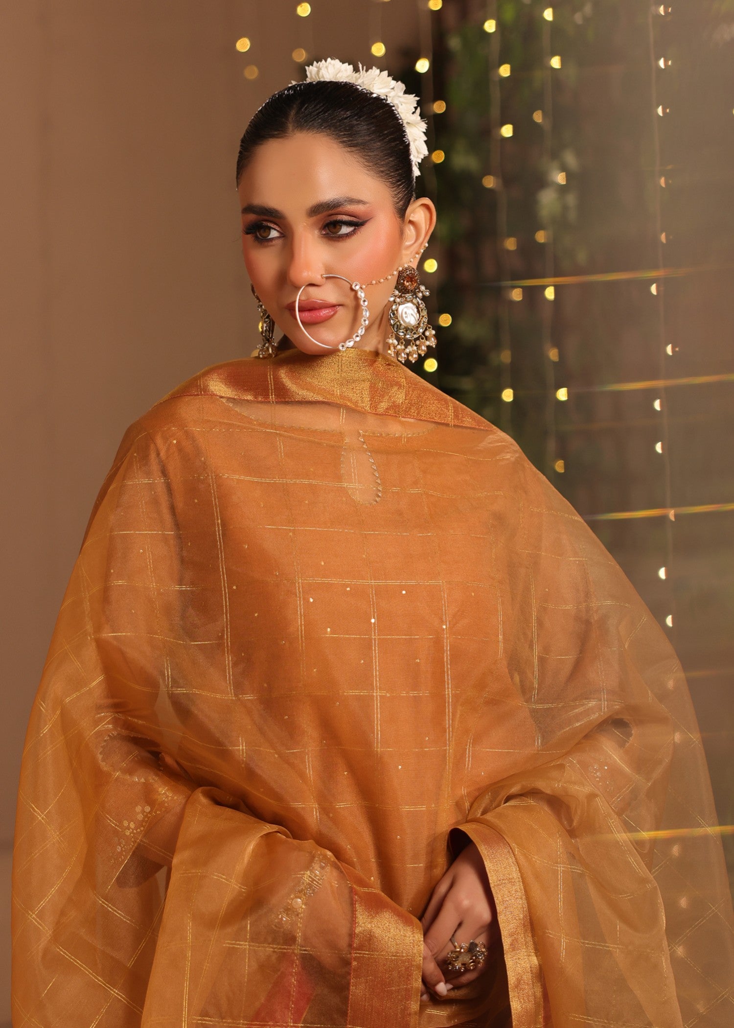 silk Kurta Set in Russet brown