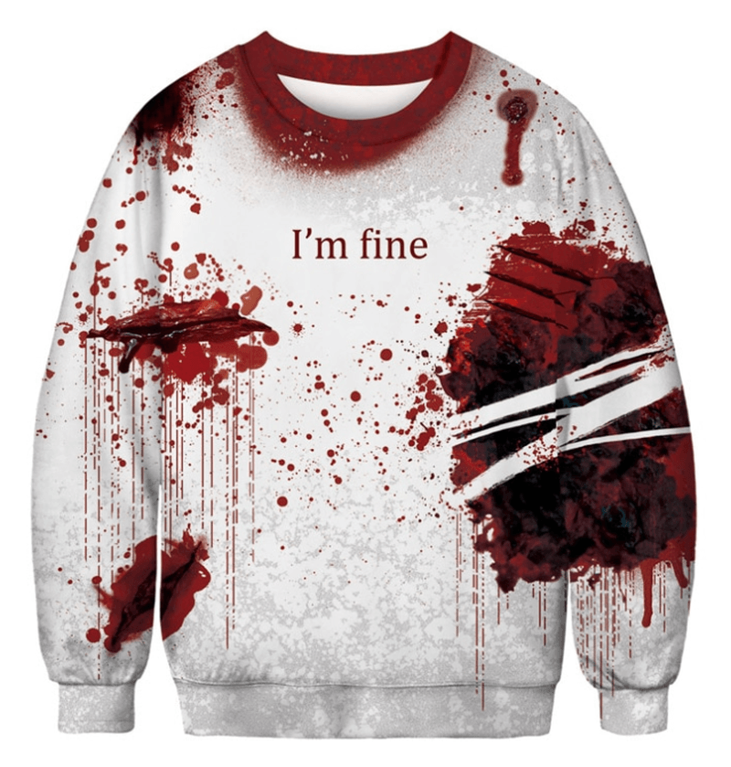 Men'S Sweatshirt with Abstract Print Pullover Long Sleeves