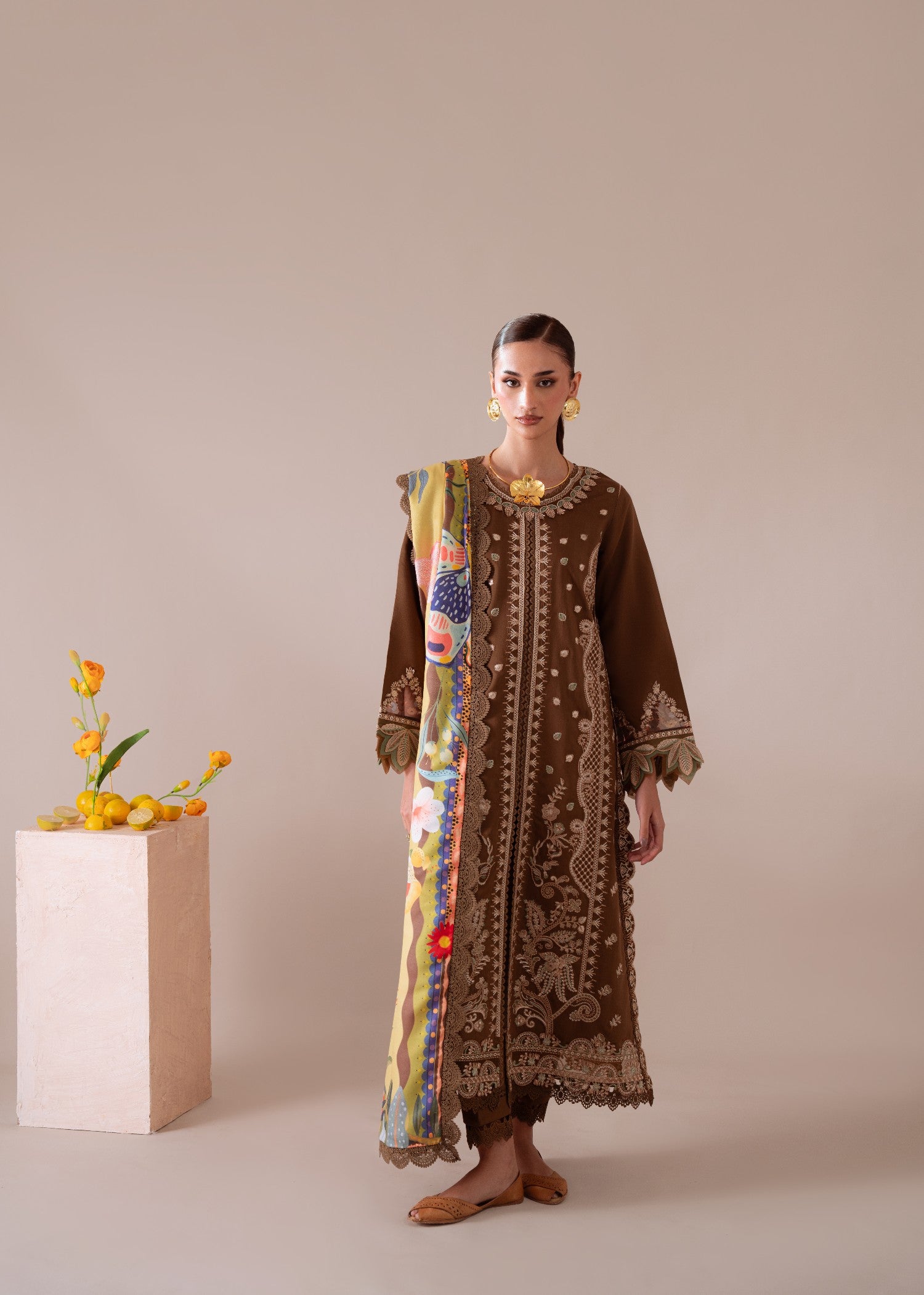 linen Unstitched in Dark brown