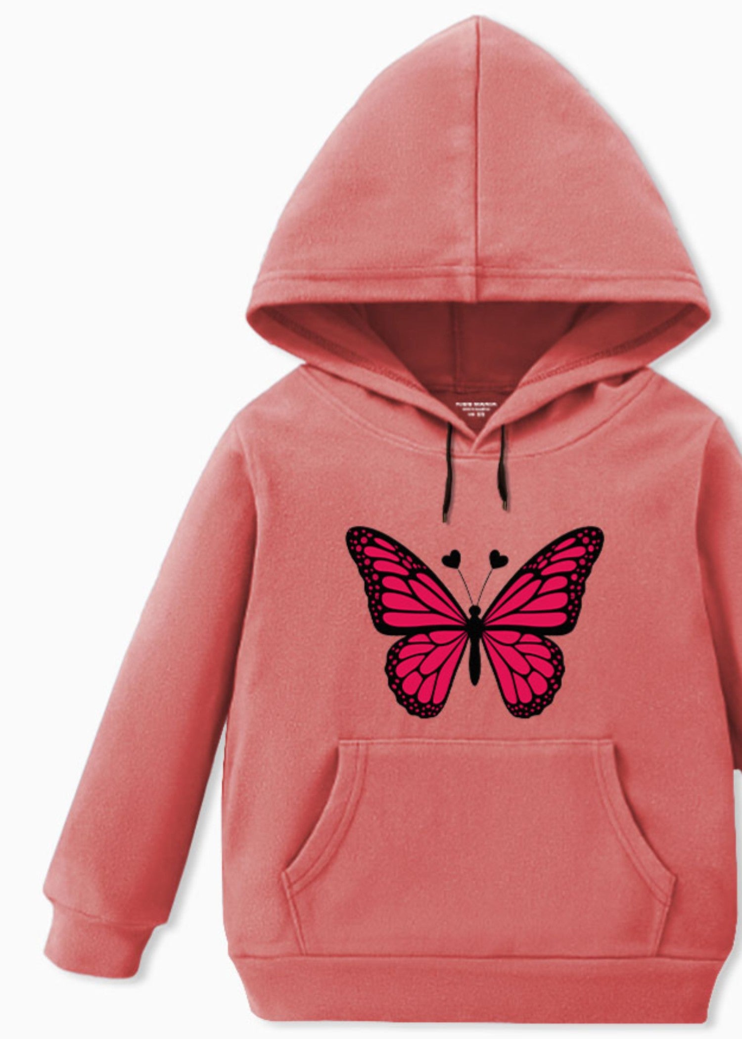 fleece Hoodie in Coral orange