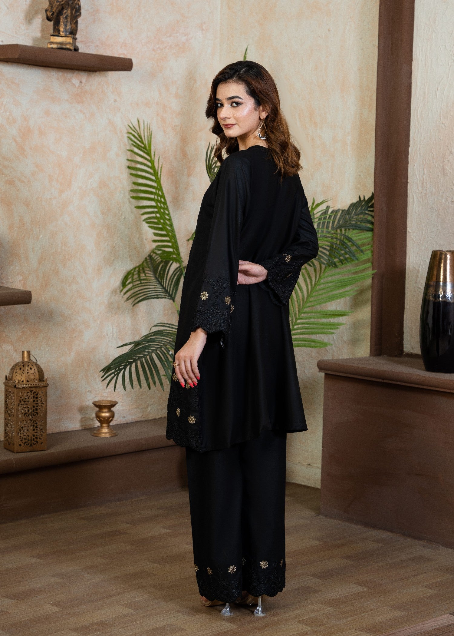 pure cotton Short Frock in Black