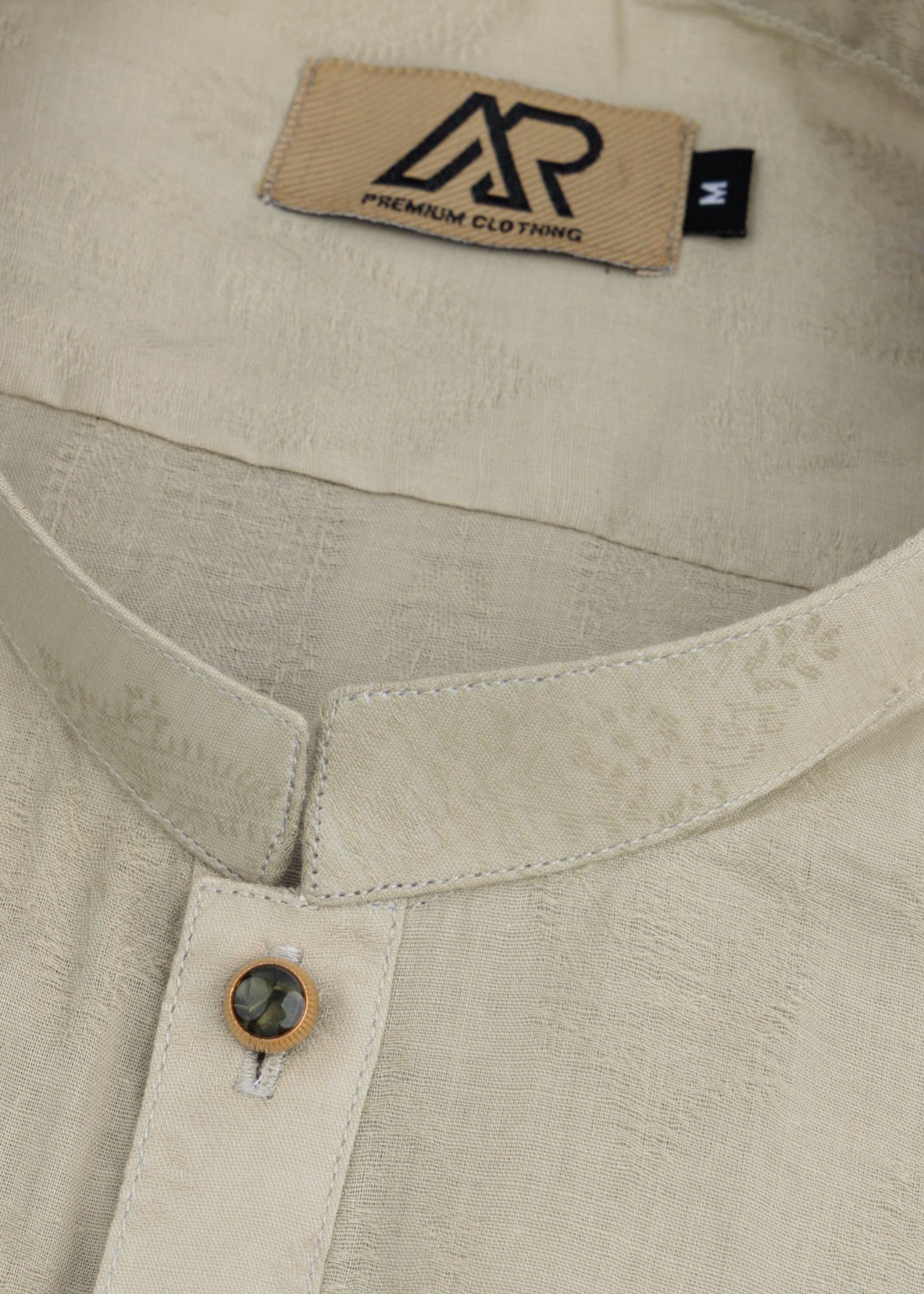 self jacquard Kurta in Beige by Atiq Ur Rehman