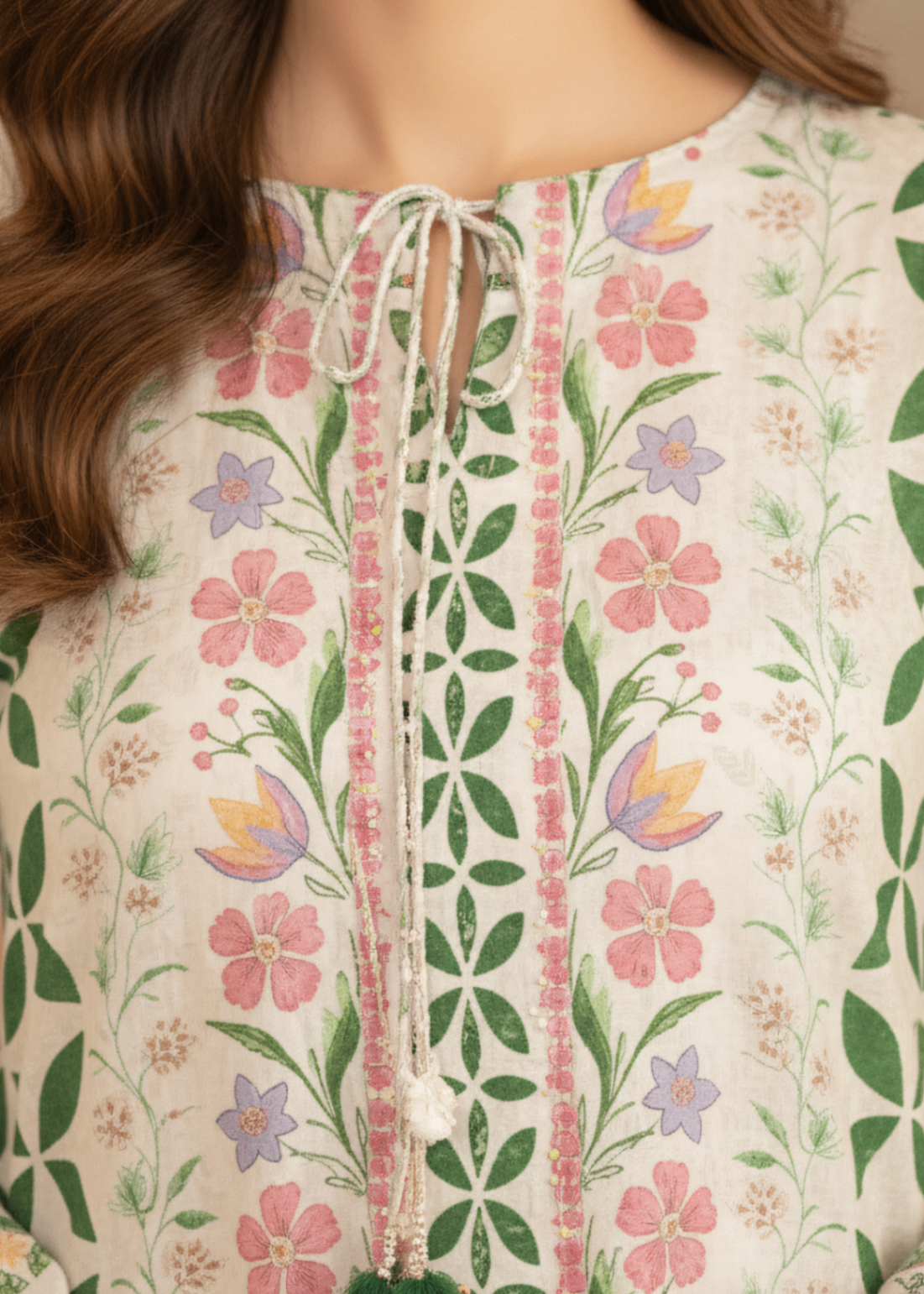 crepe Kurta Set in Ivory