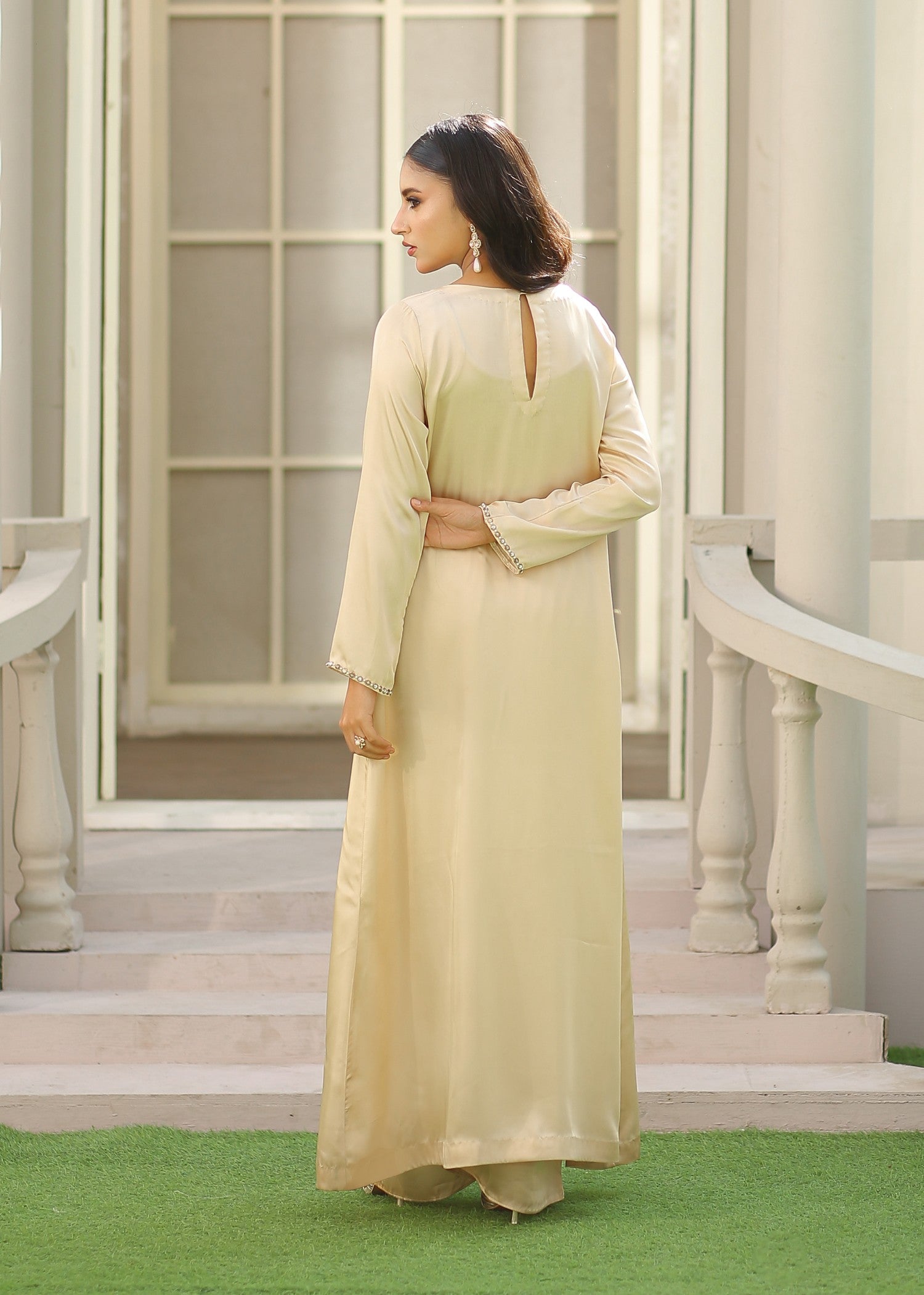 silk charmeuse Kurta Set in Goldenrod