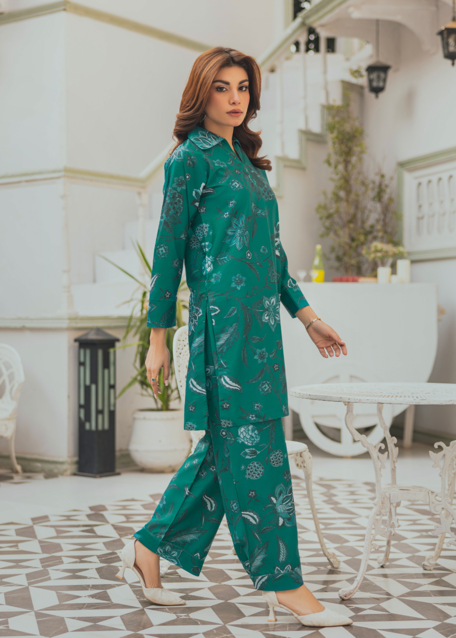 crepe Co Ord Sets in Bottle green