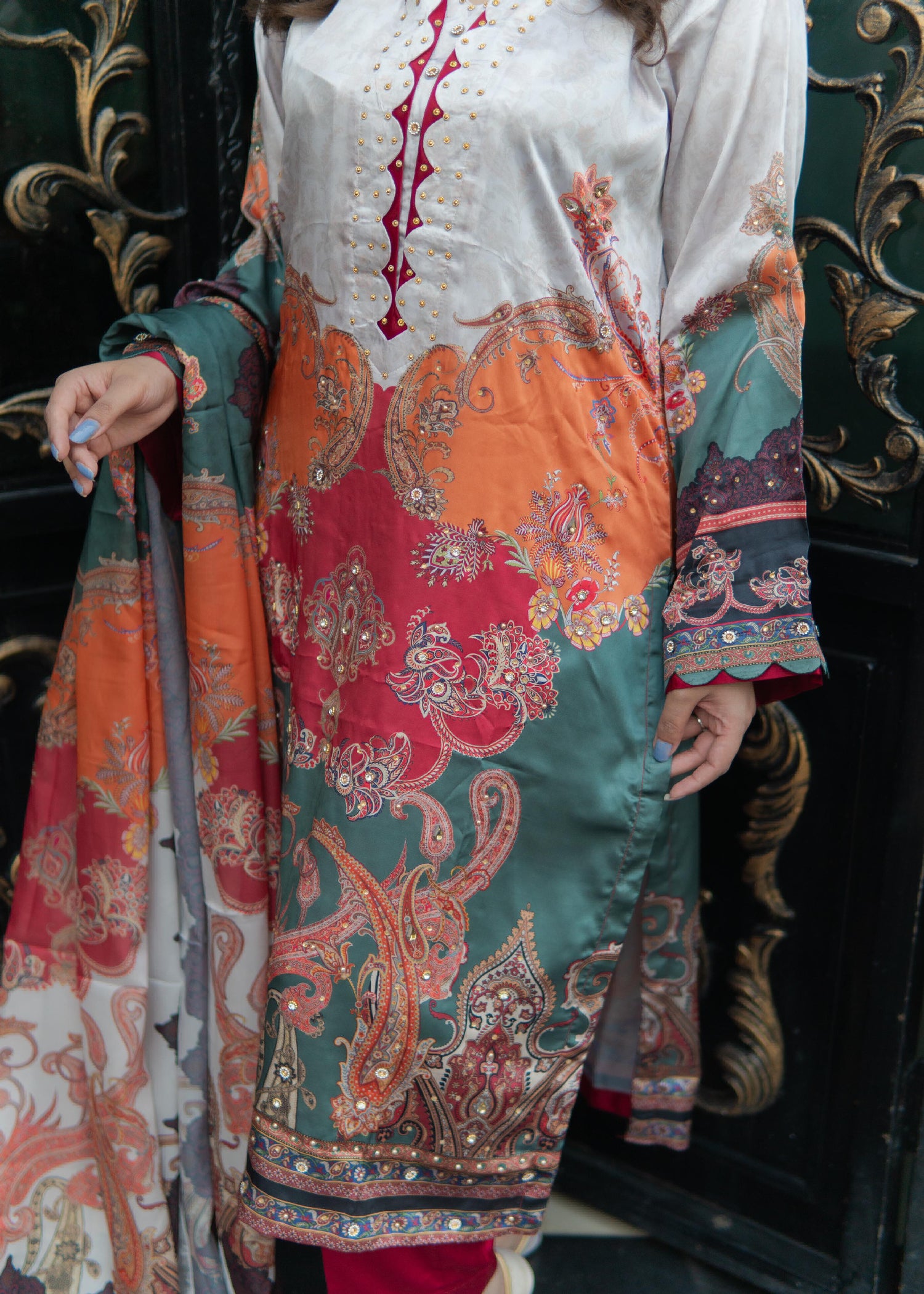 silk Kurta Set in Eggshell