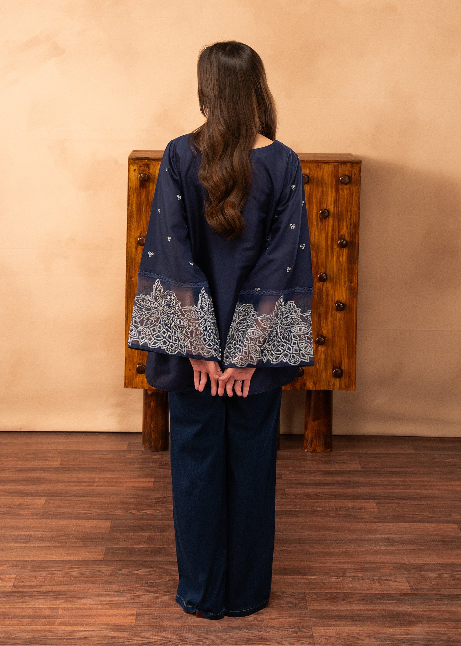 lawn Kurti in Navy blue