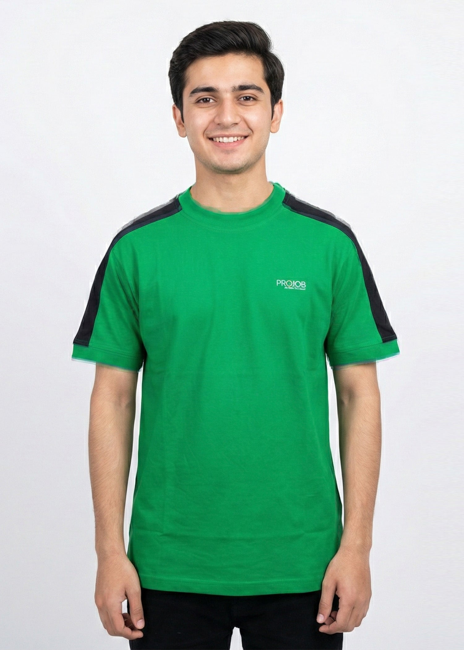 single jersey knit T Shirt in Black, green