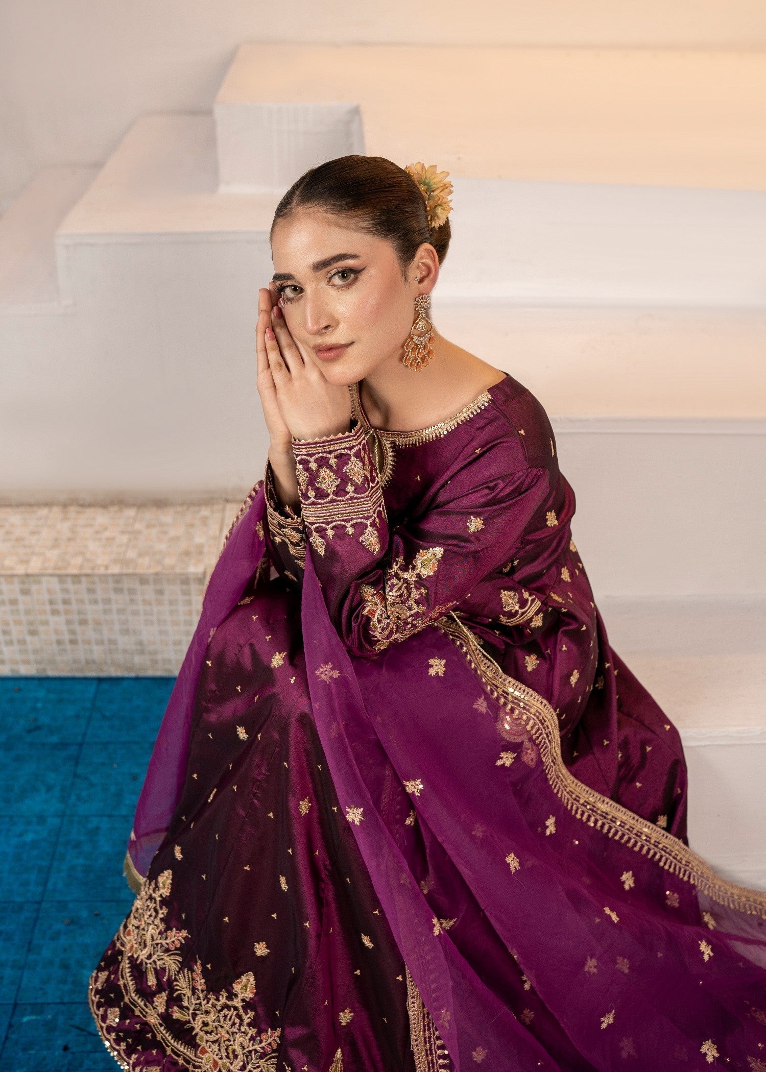 silk Pishwas in Magenta