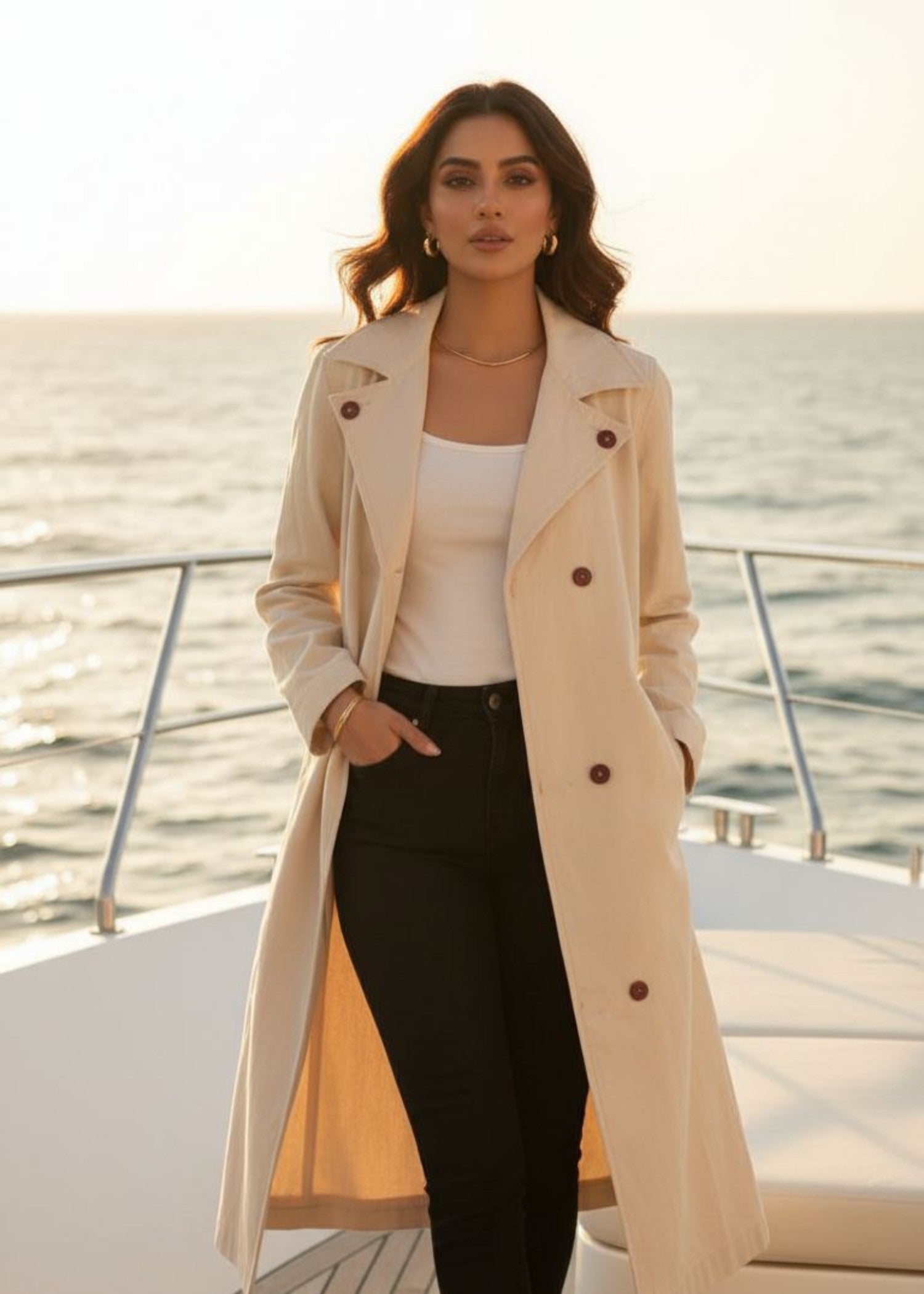 denim Coat in Beige