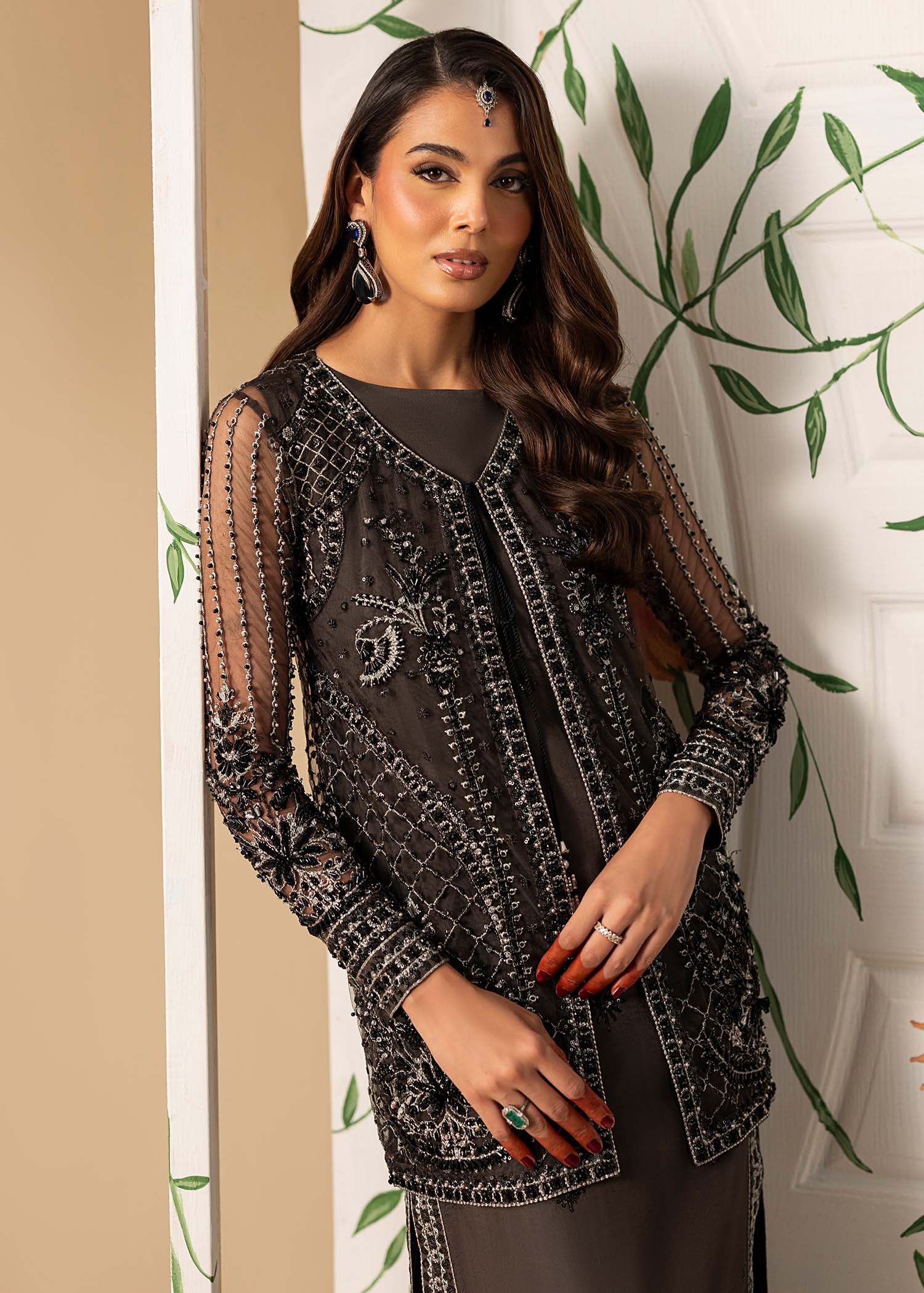 net Jacket in Charcoal black