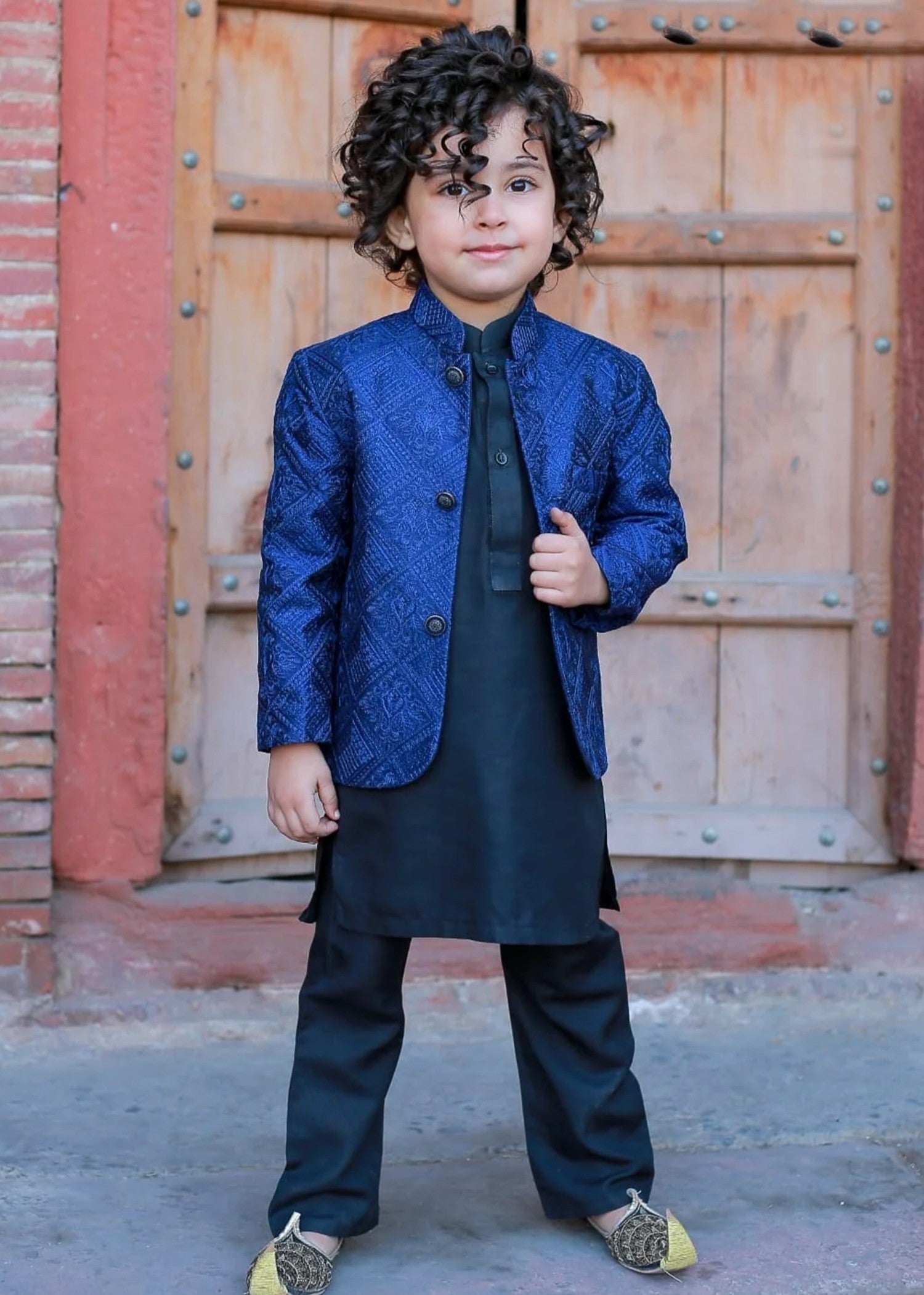 raw silk Prince Coat in Blue