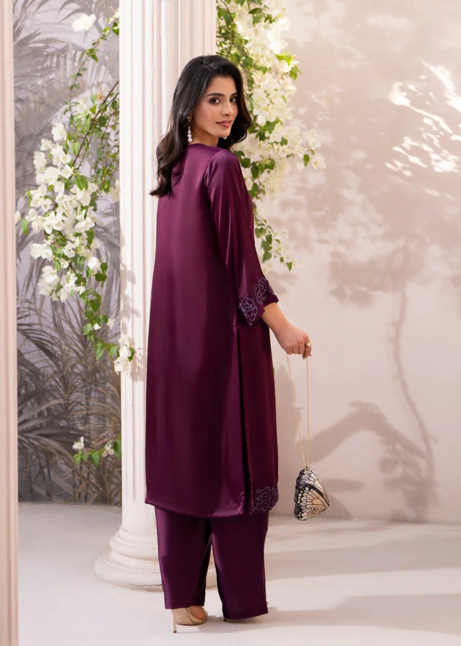 indian raw silk Kurta Set in Maroon