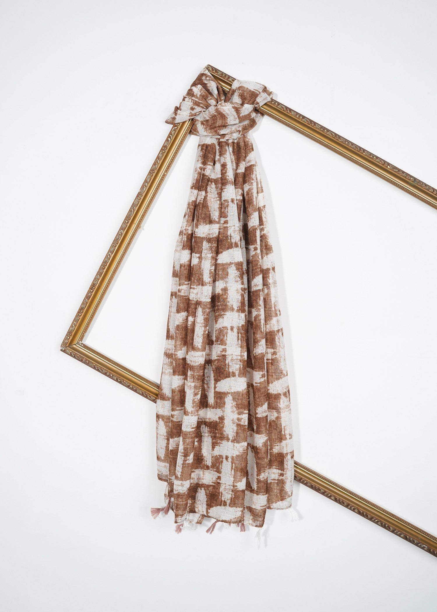 slub lawn Hijab in Brown