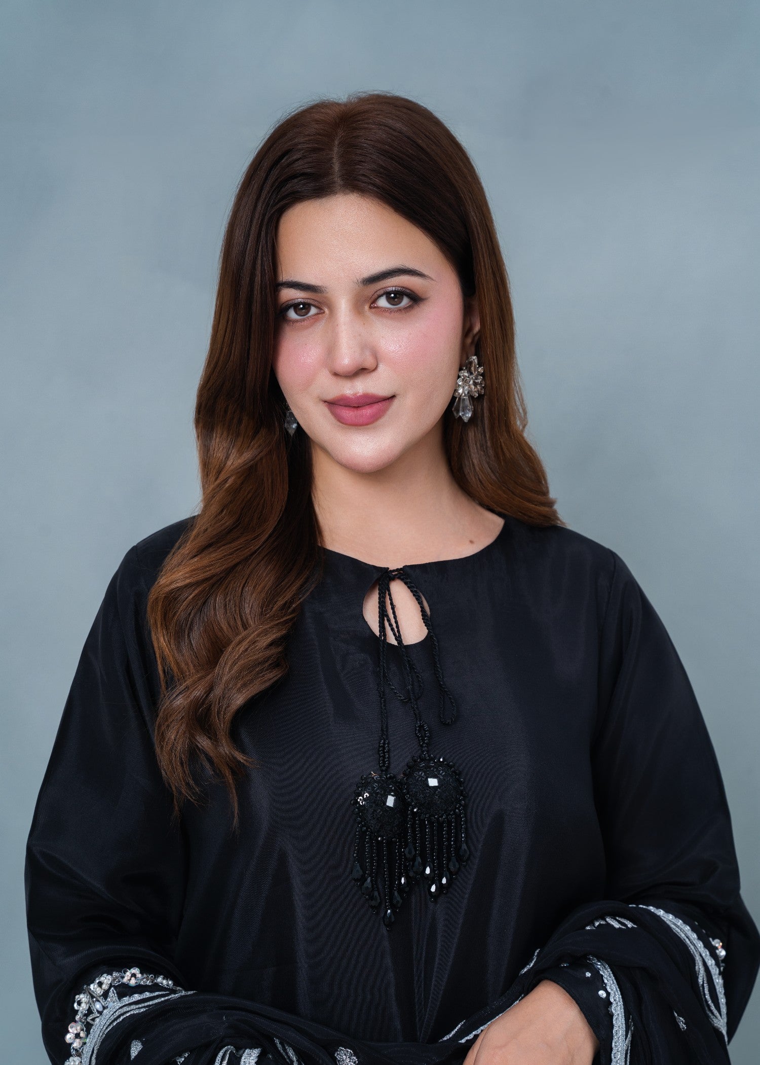 tussar silk Kurta Set in Black