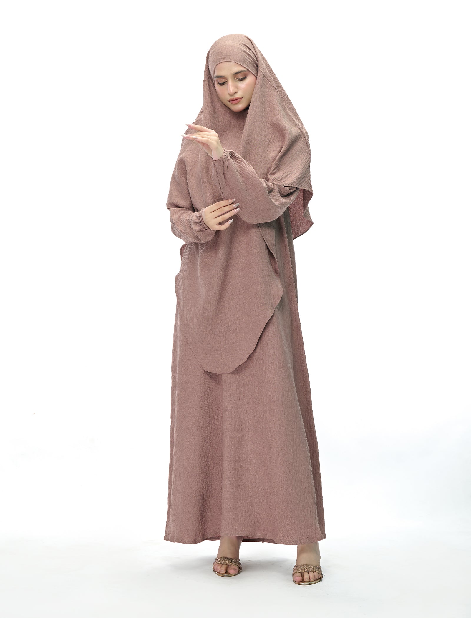 polyester Abaya in Purple taupe