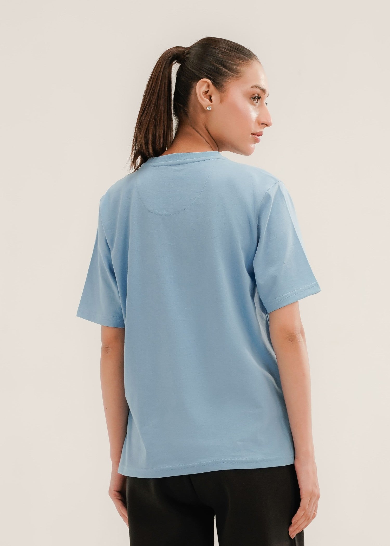 cotton T Shirt in Light blue