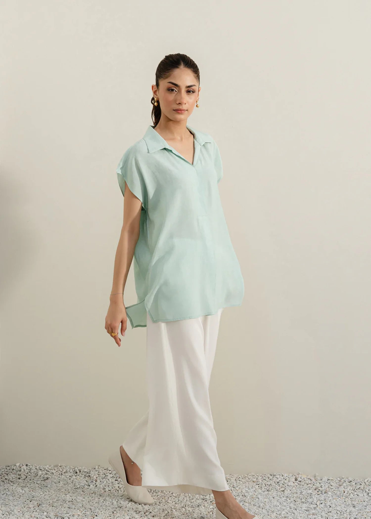 crepe Kurti in Aquamarine