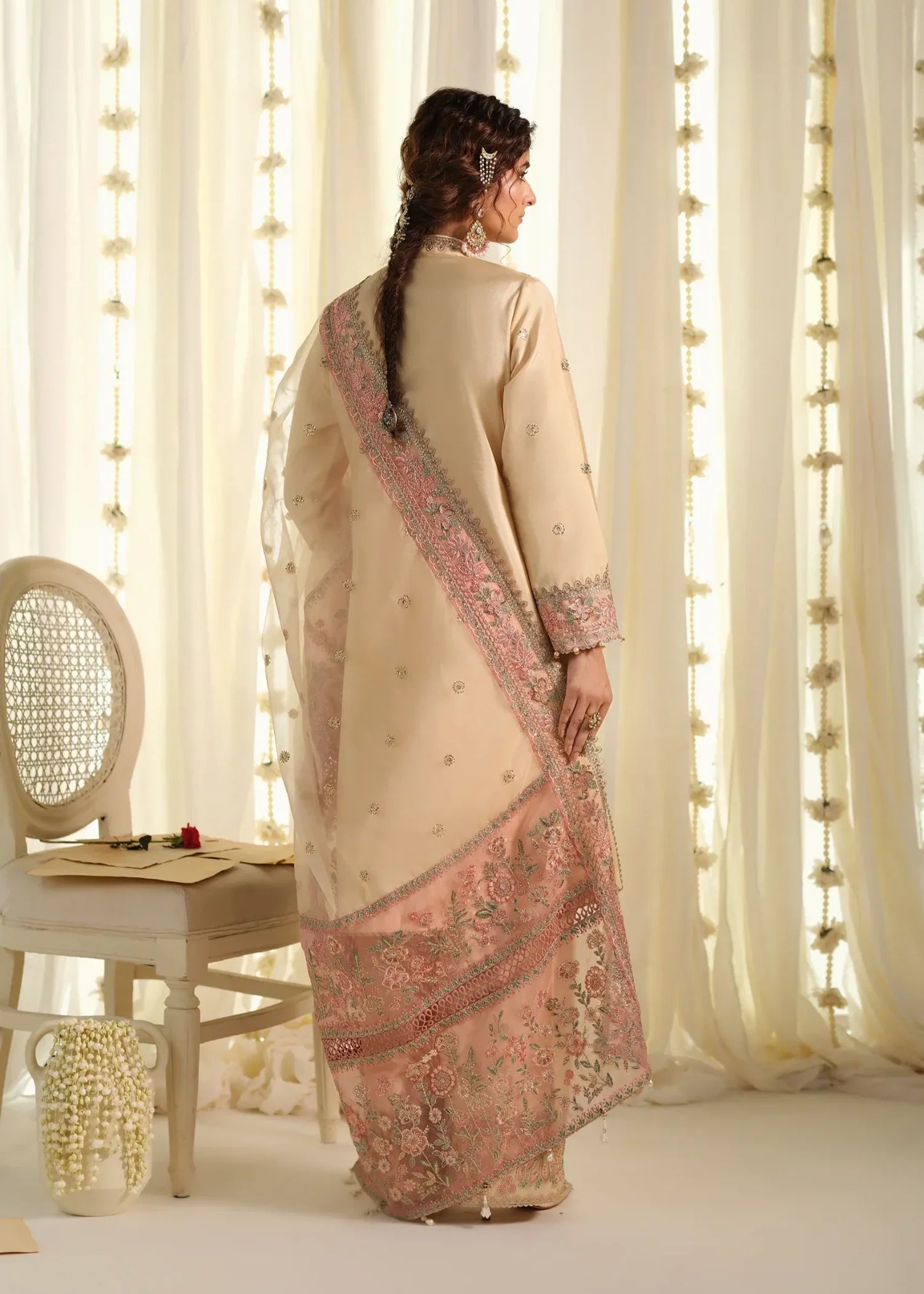 tussar silk Unstitched in Light yellow