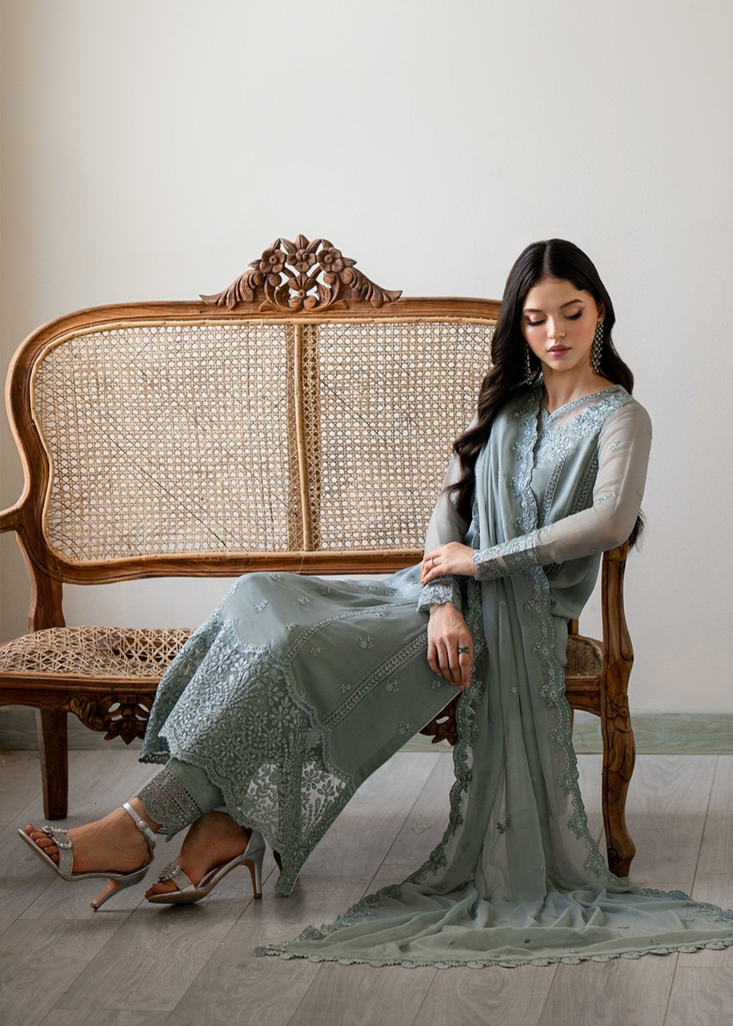 chiffon Unstitched in Pastel green