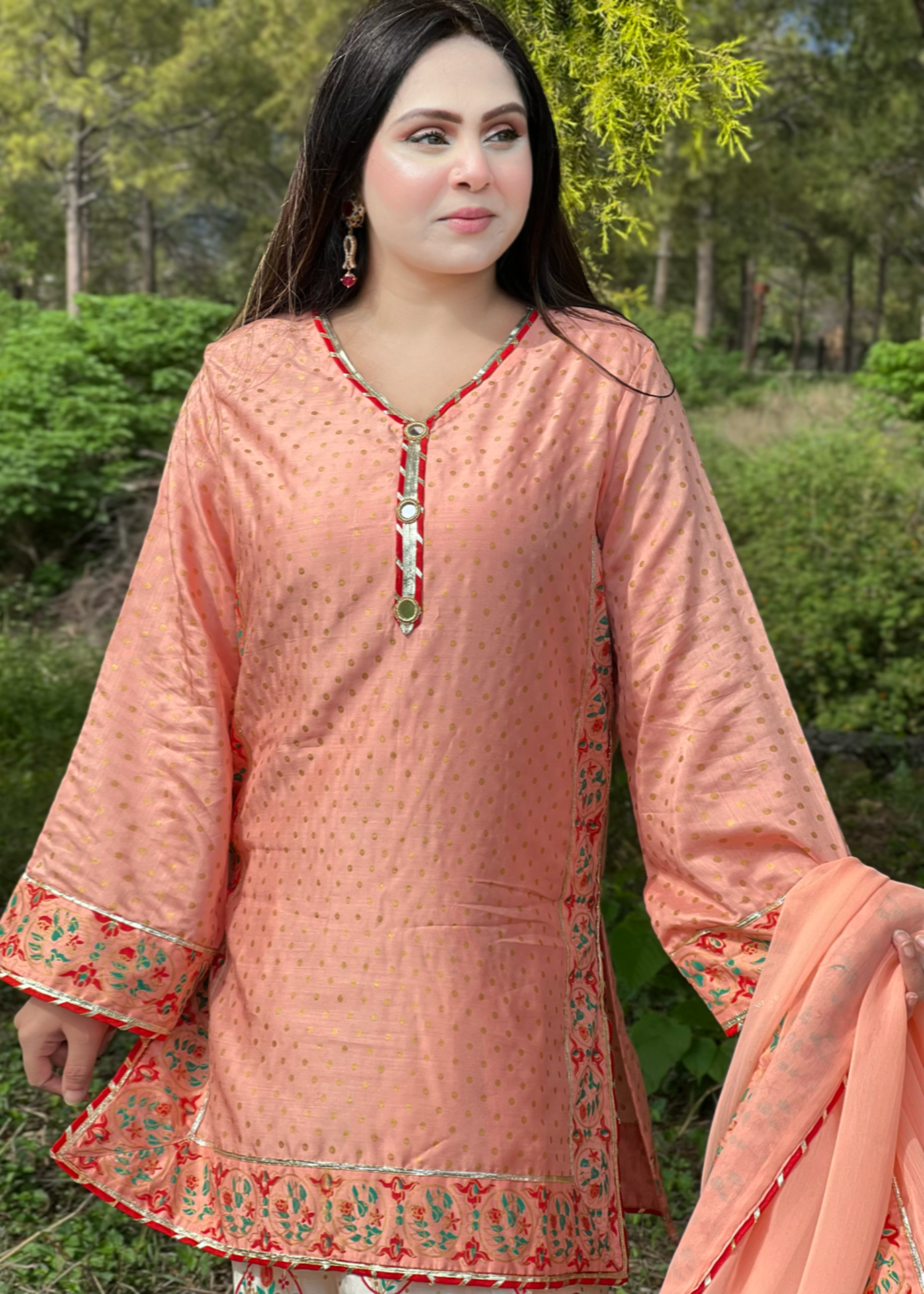 viscose Kurta Set in Peach pink