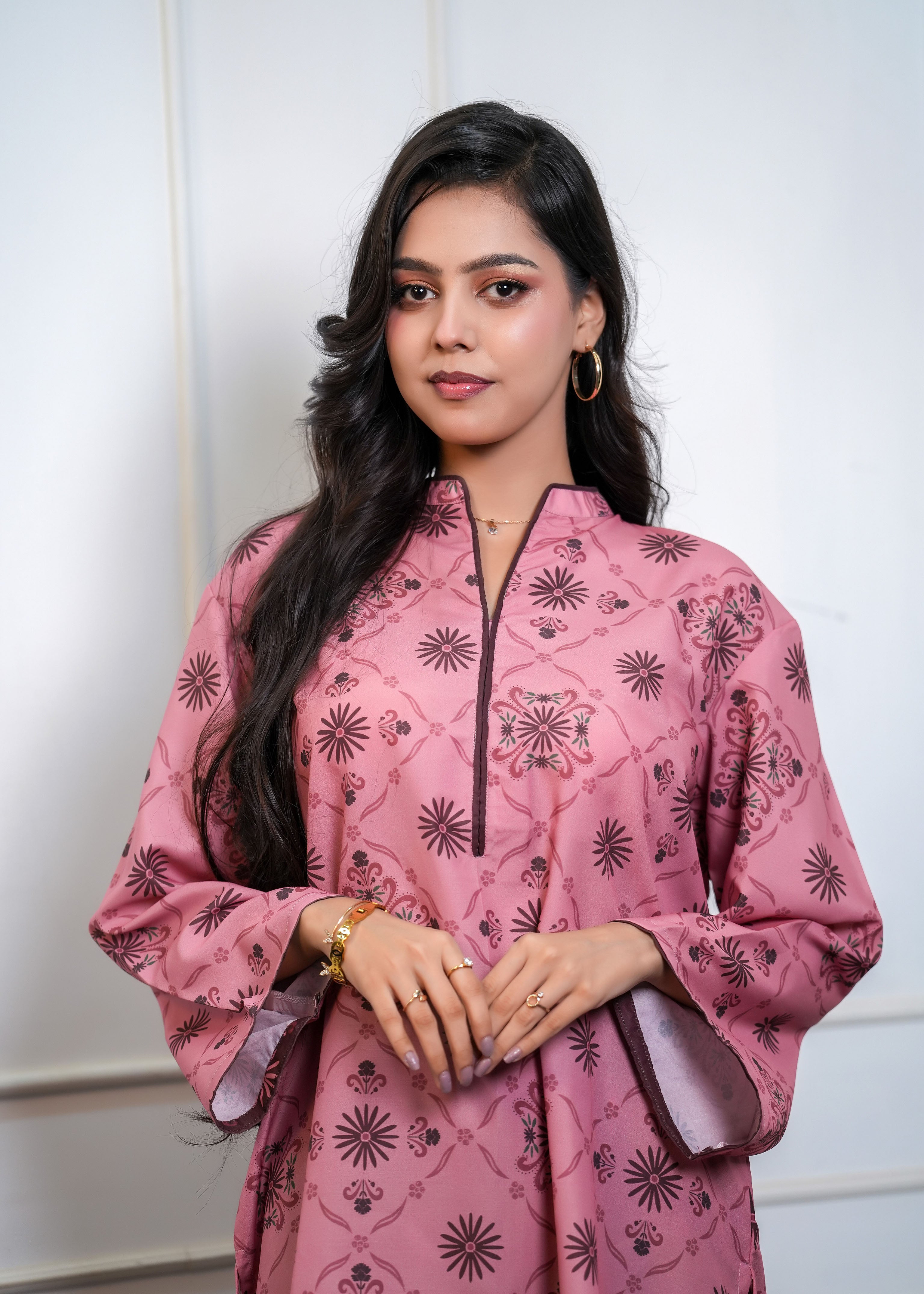 poly lawn Kurta Set in Zinnia pink