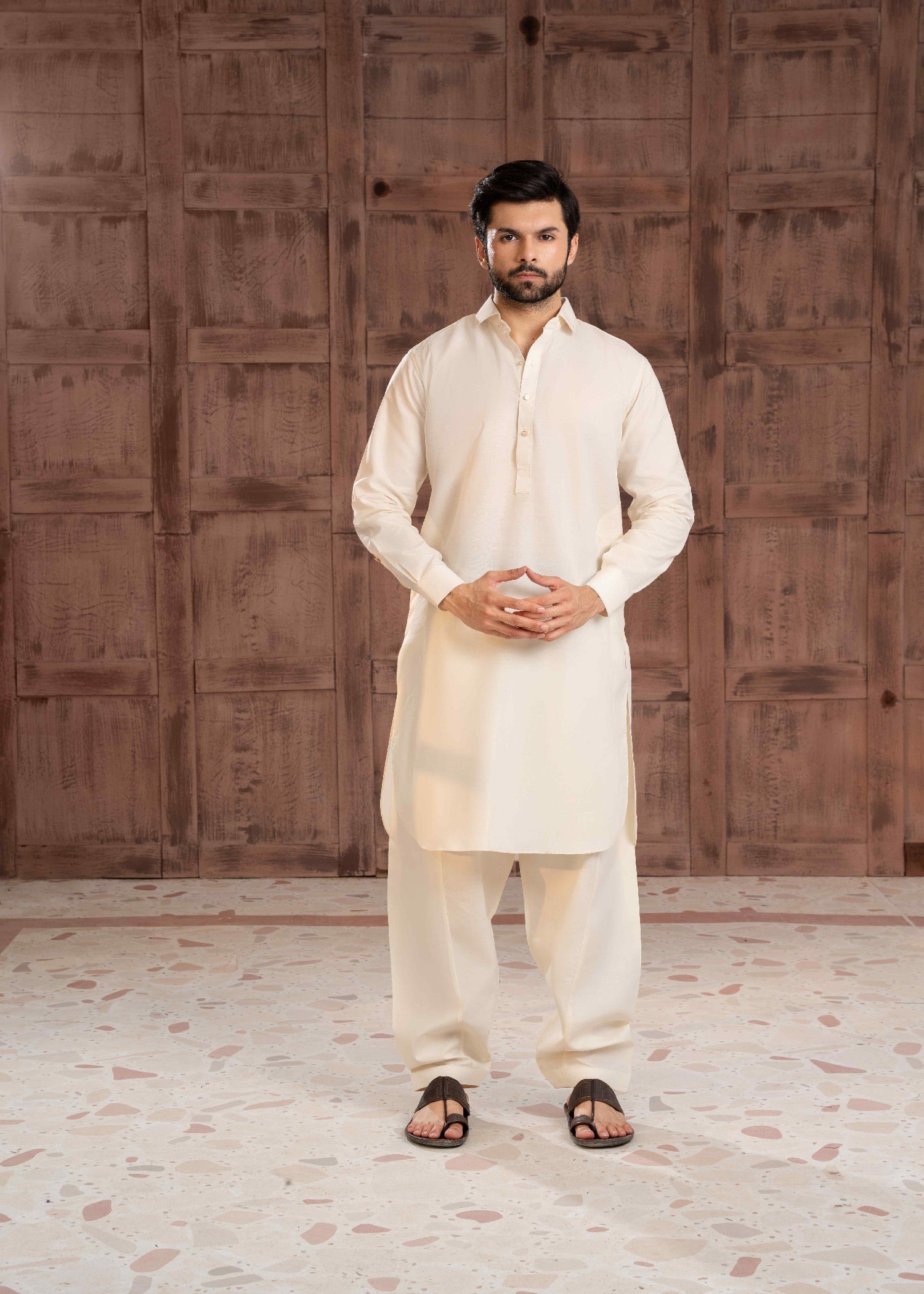 cotton Shalwar Kameez in Off-white