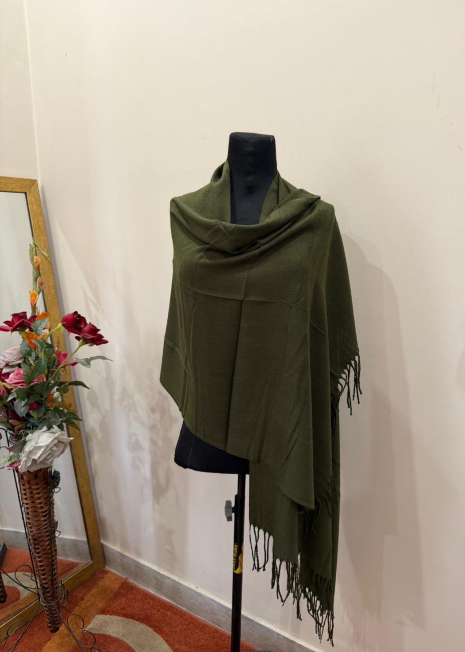 cashmere wool Hijab in Army green