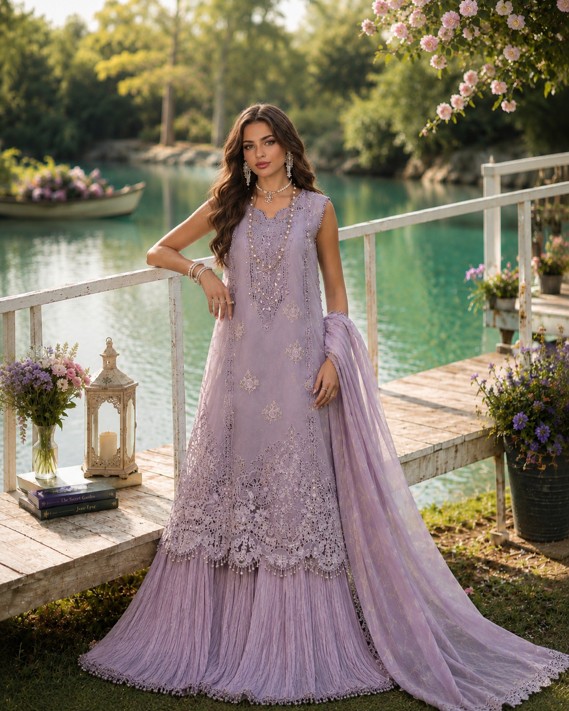 Noor Eid Printskhas Lawn – D4 – Lavender Lights