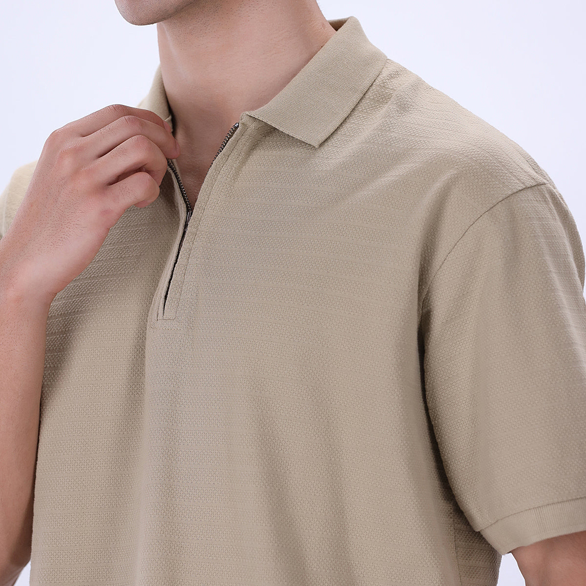 jacquard Polo Shirt in Beige