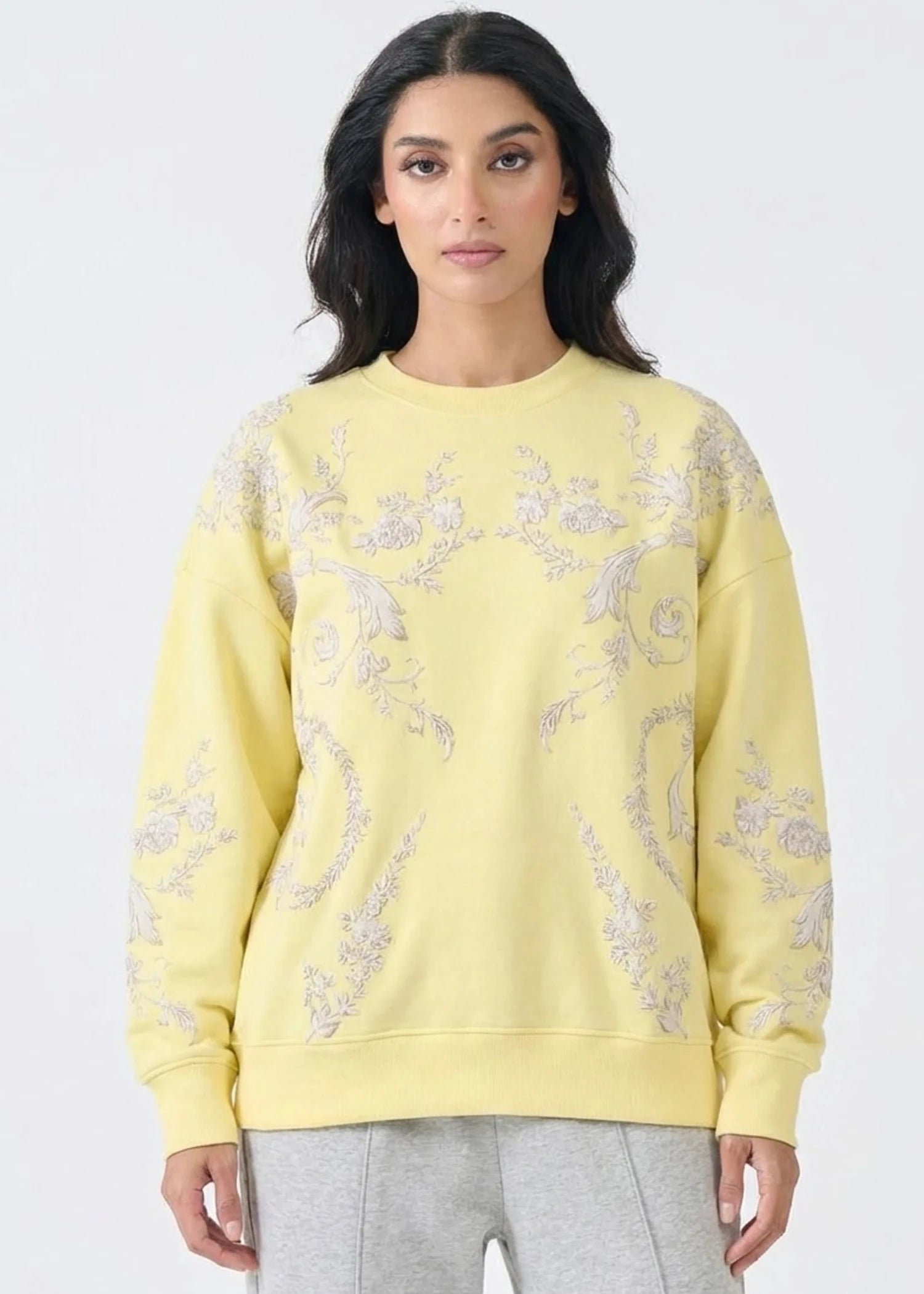 fleece Sweatshirt in Light yellow