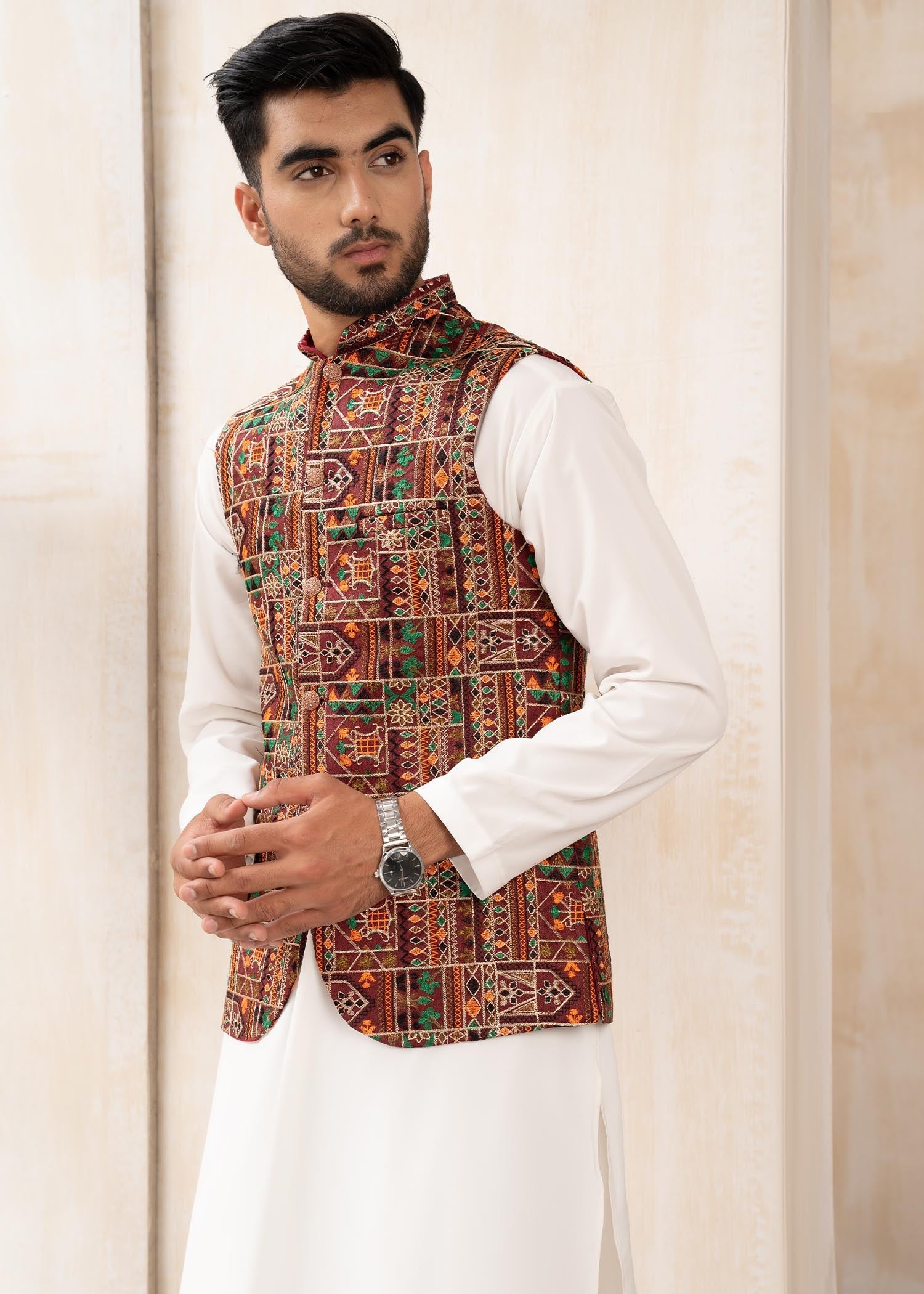 crepe Waistcoat in Multi