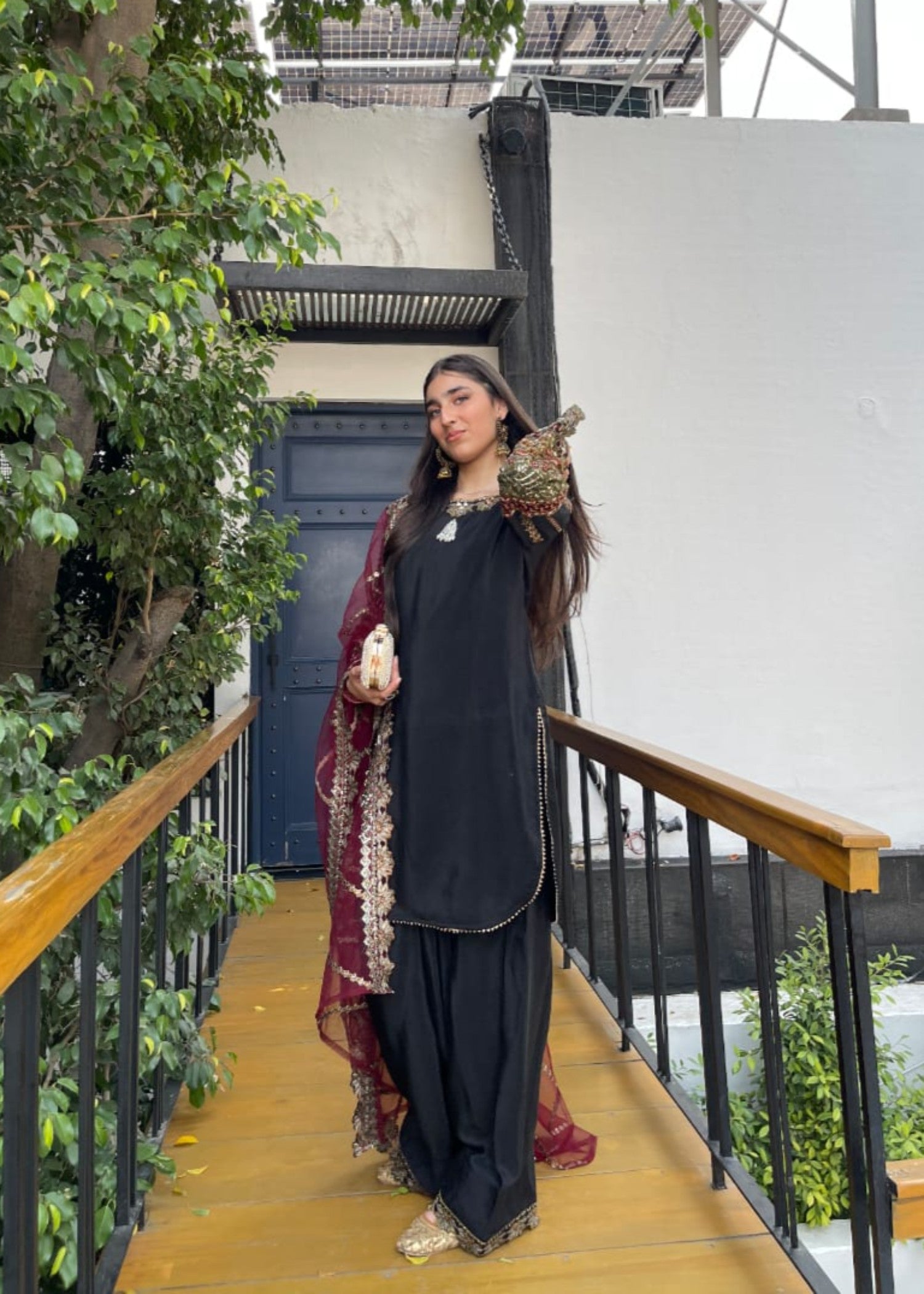 grip Kurta Set in Black