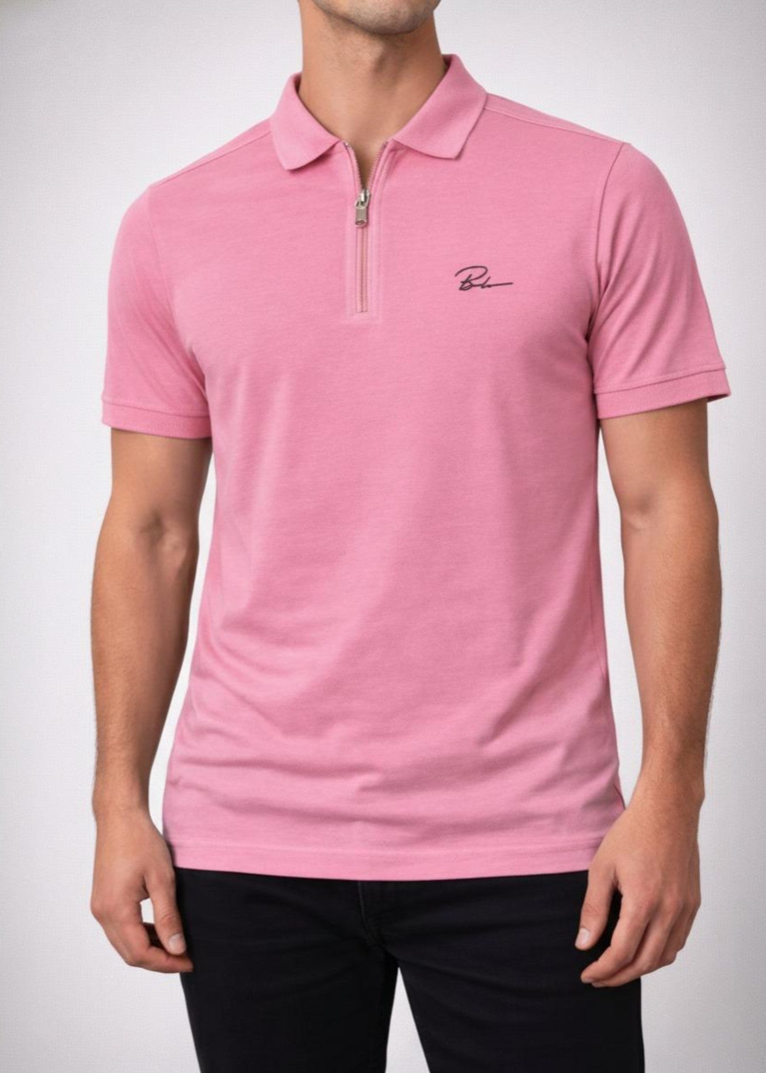 cotton Polo Shirt in Baby pink