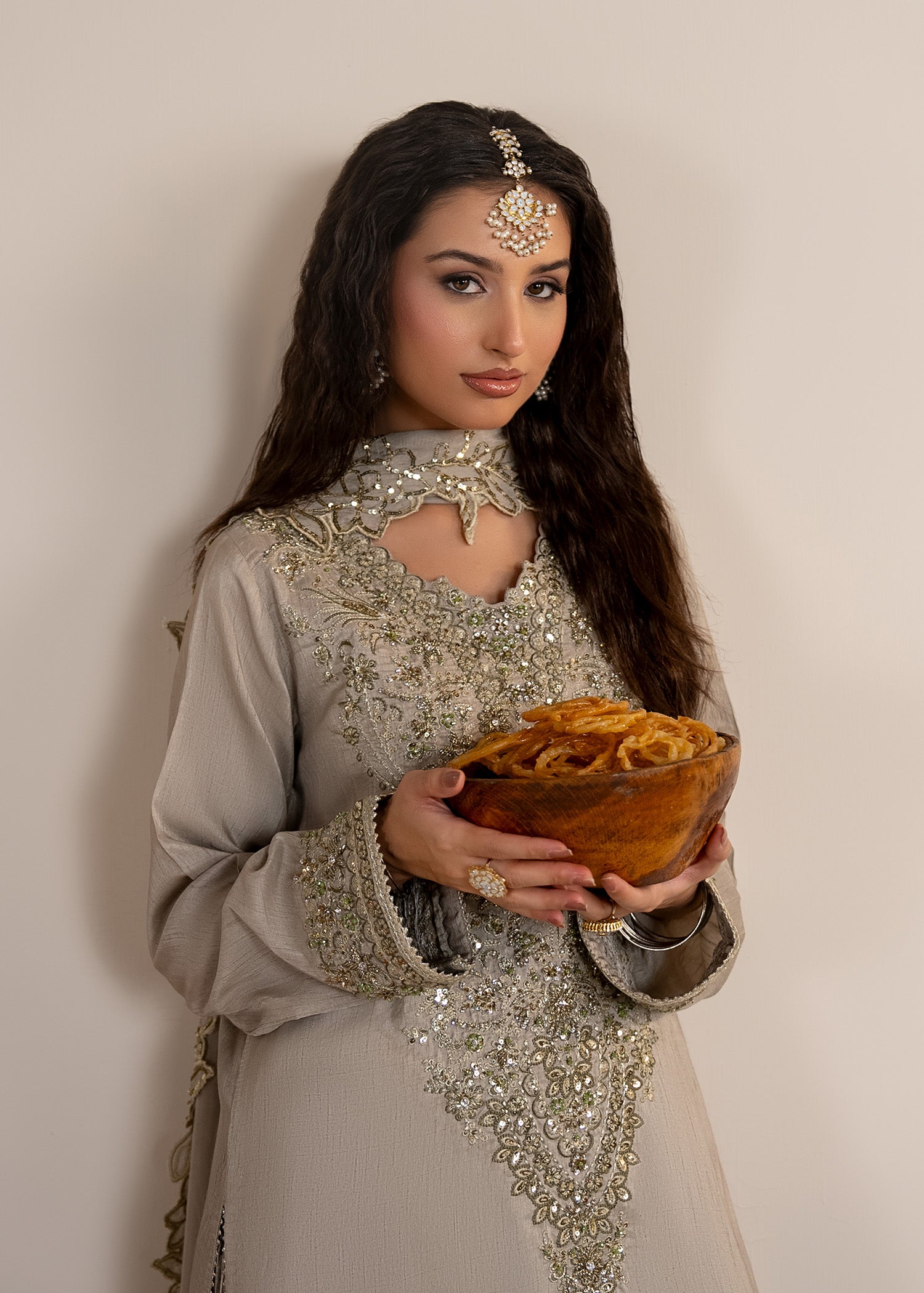 raw silk Sharara in Grey