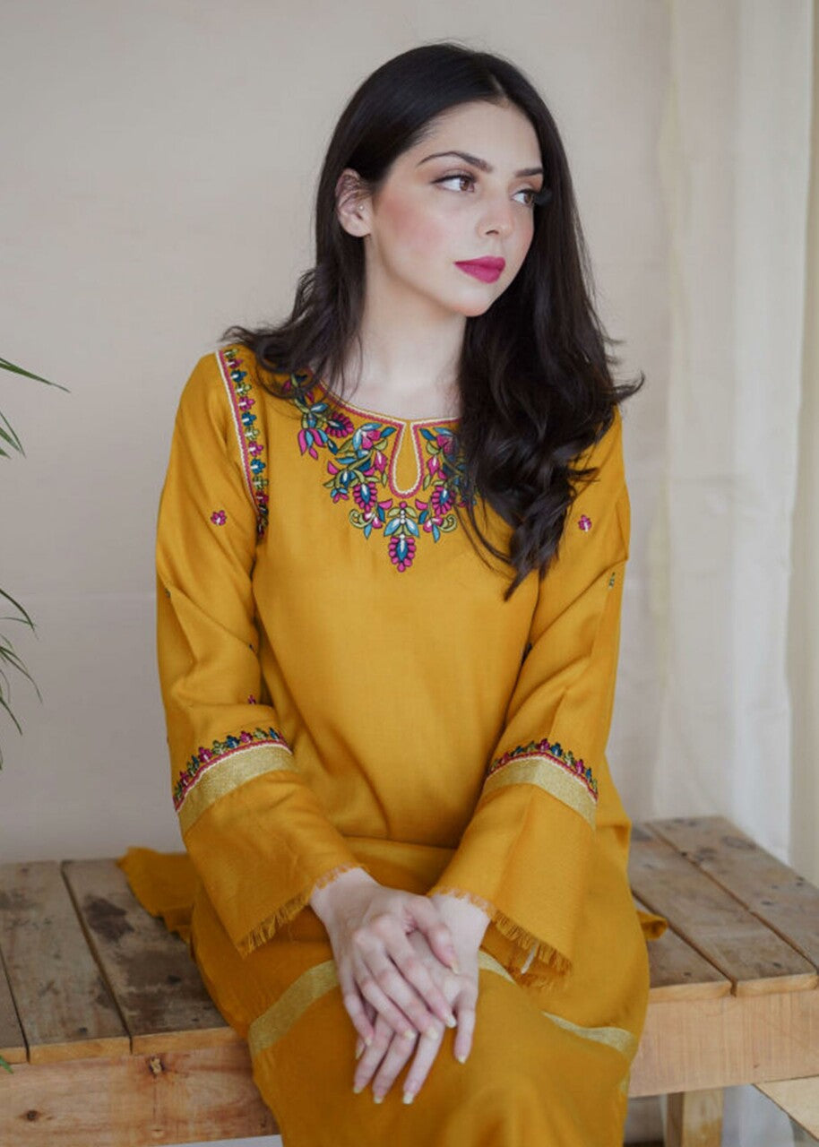 pashmina Kurta Set in Mustard