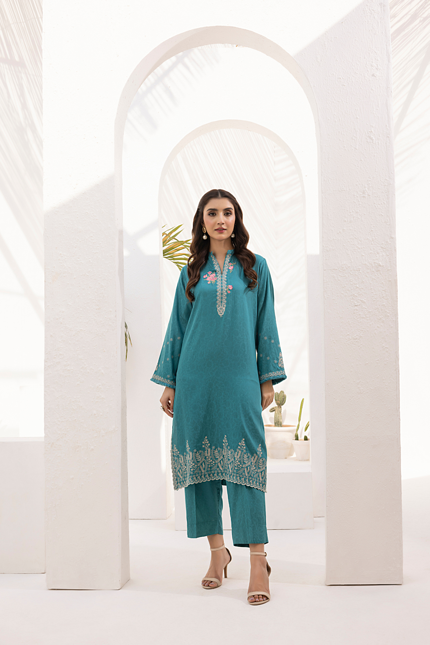 viscose Kurta Set in Teal