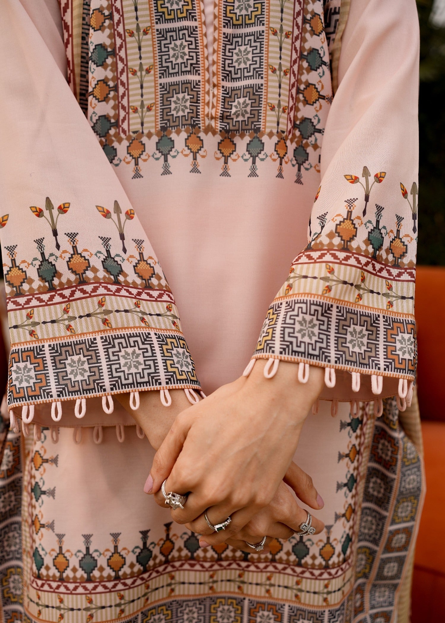 grip Kurta Set in Peach pink