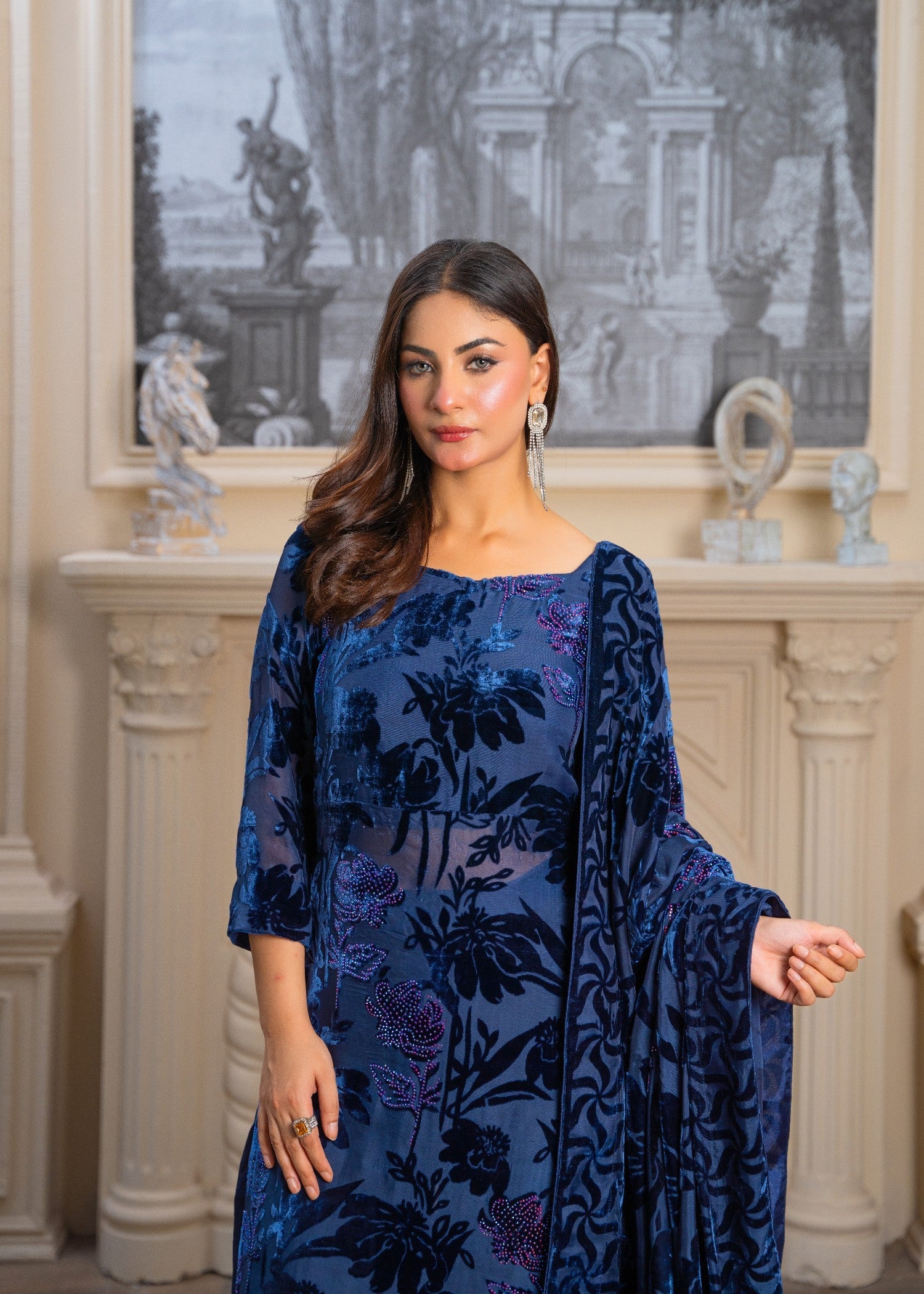 velvet Unstitched in Yale blue