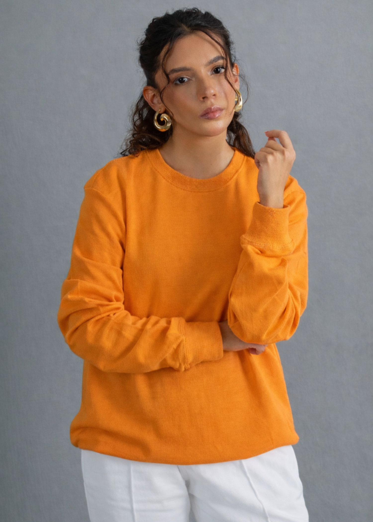terry Sweatshirt in Orange