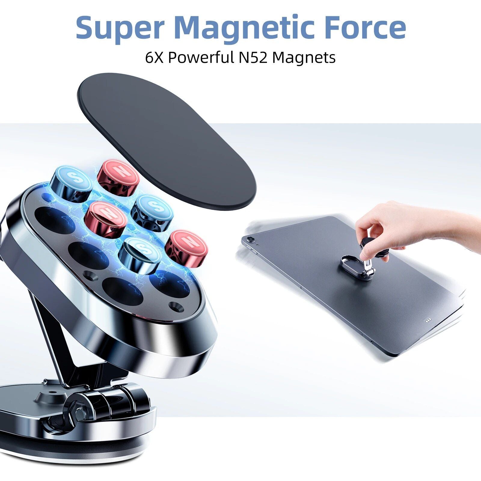 Universal 360° Rotatable Blue Car Air Vent Magnetic Phone Mount for 4-6" Devices