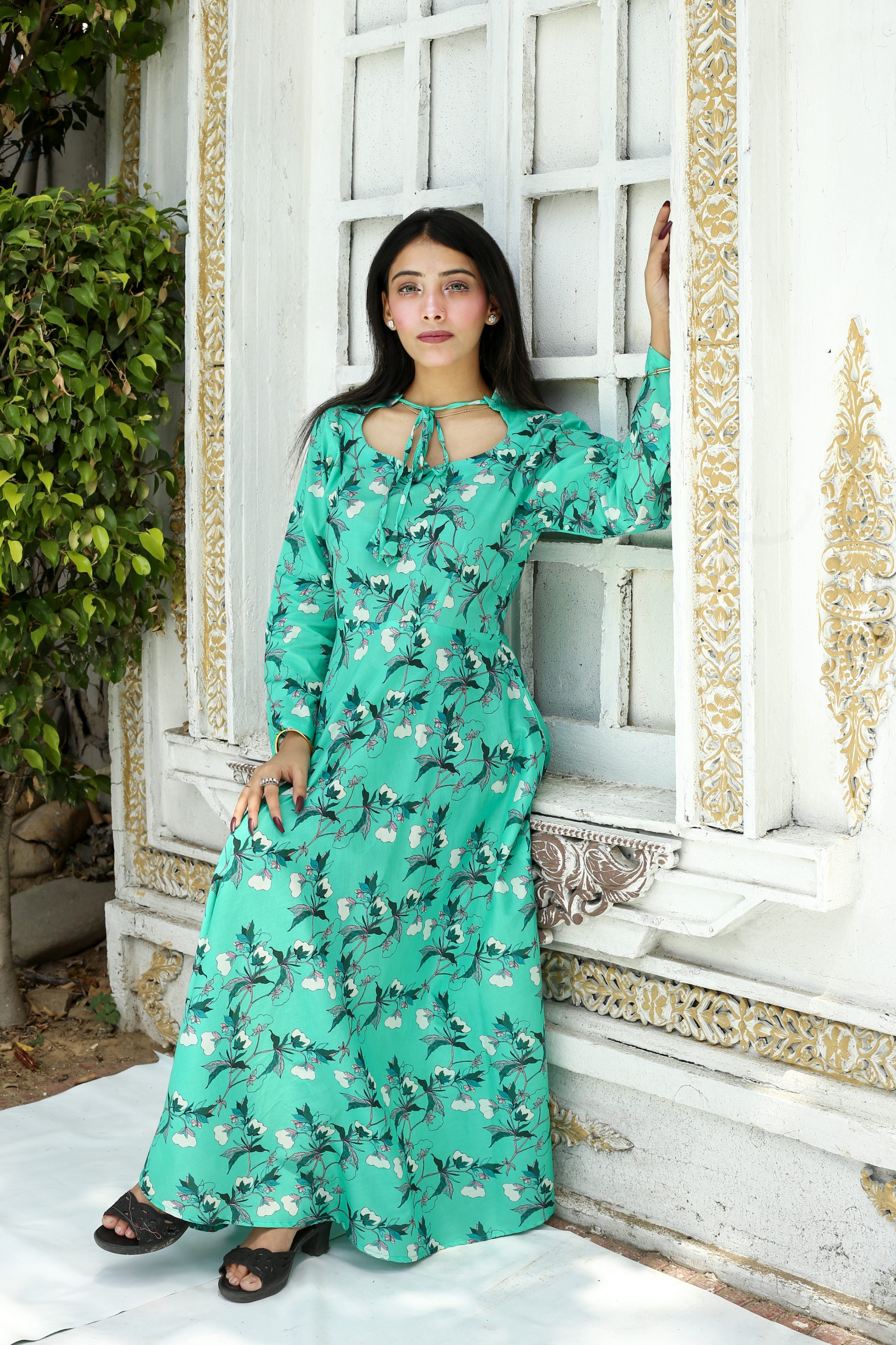 cotton Dress in Aquamarine