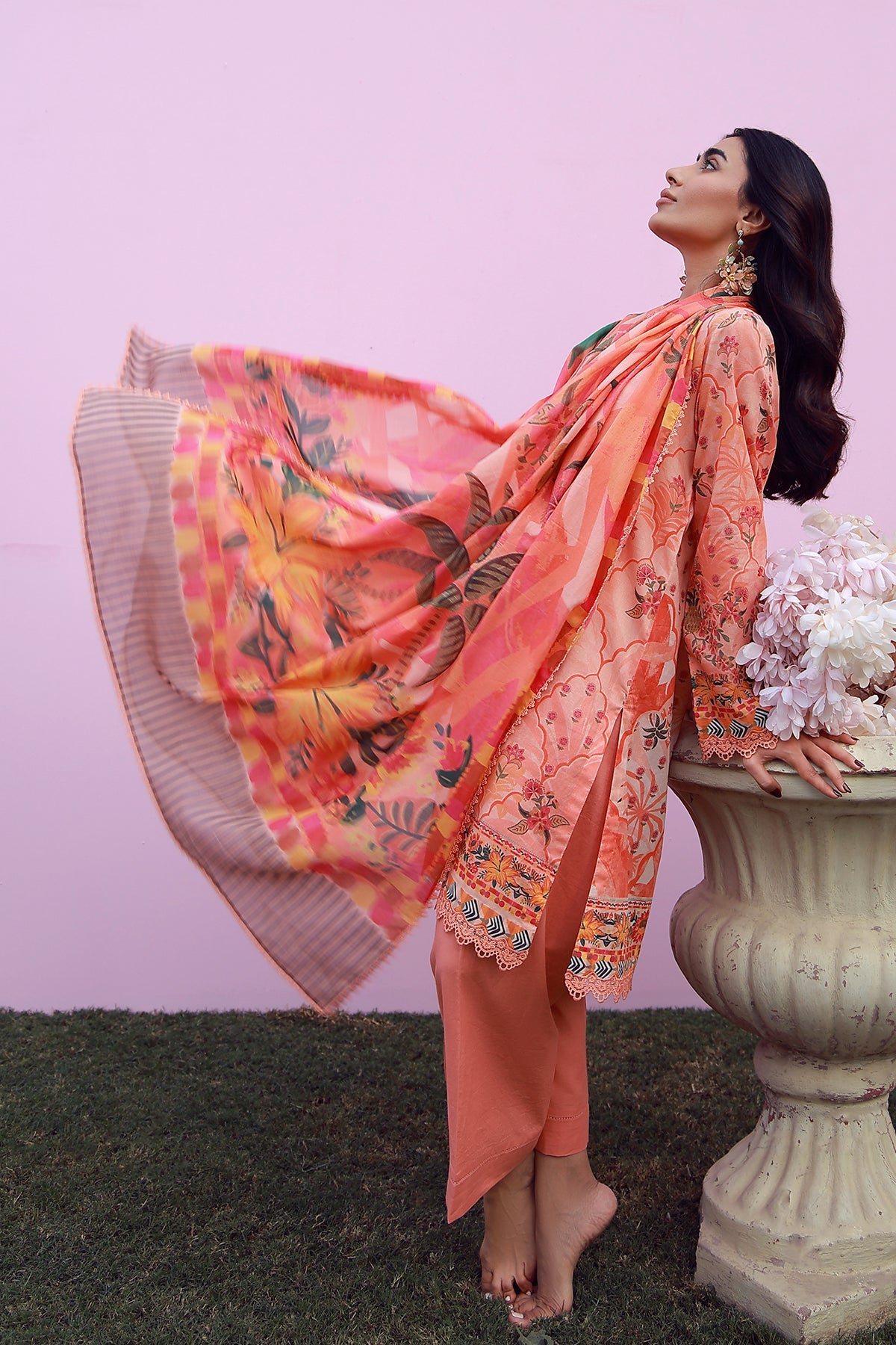 Mirha Lawn – Peachy Cascade