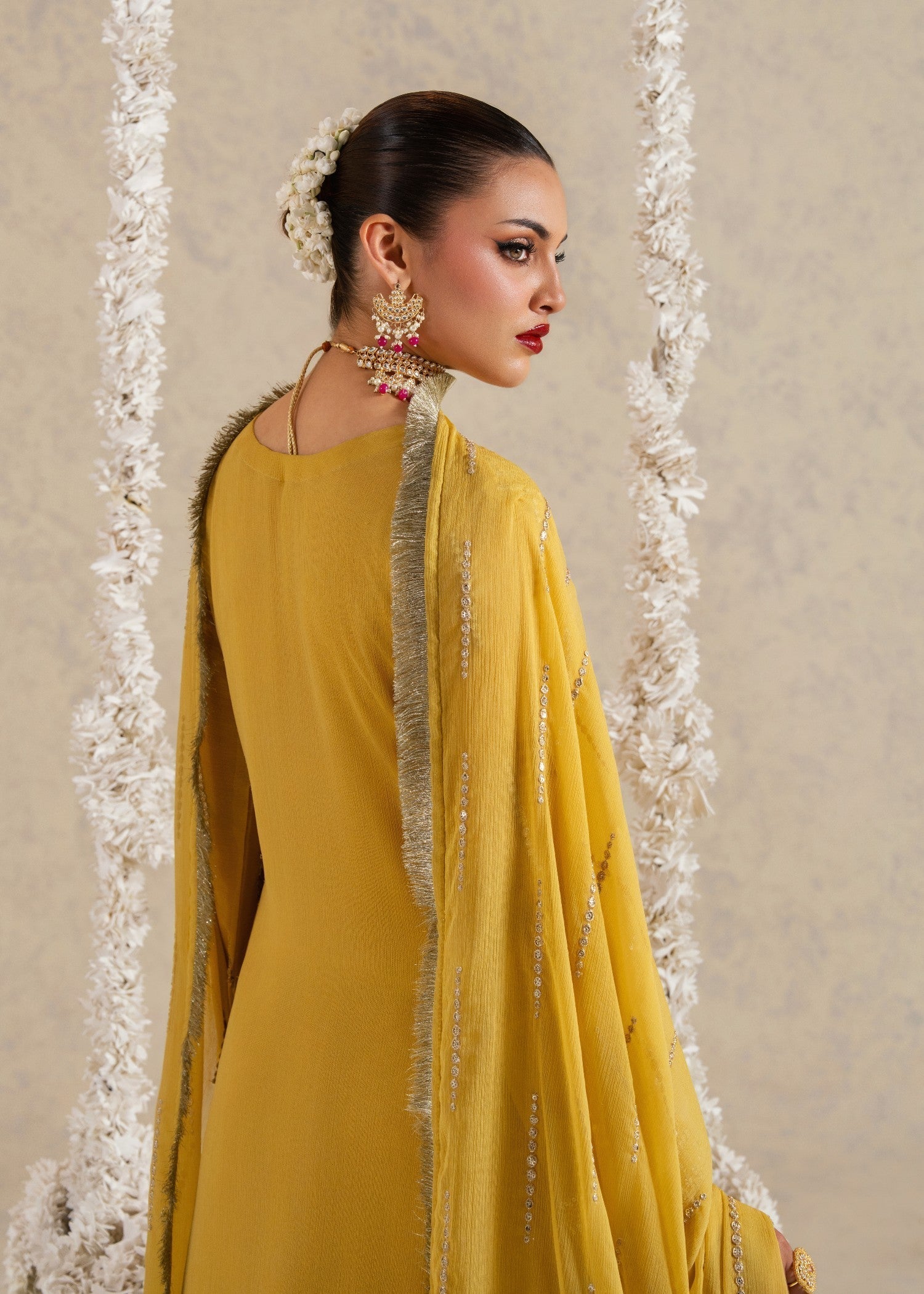 chiffon Lehenga in Mustard