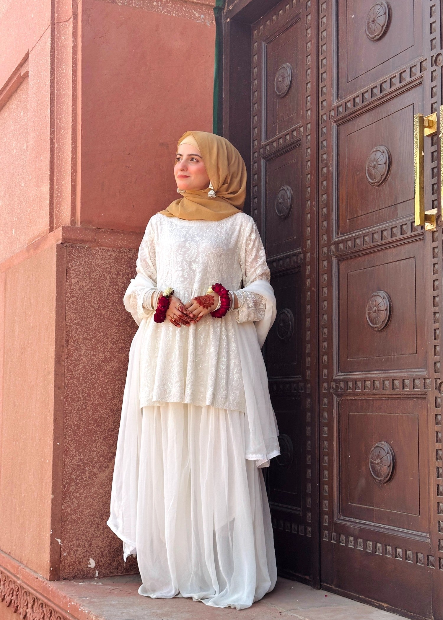 bemberg crinkle chiffon Peplum in White