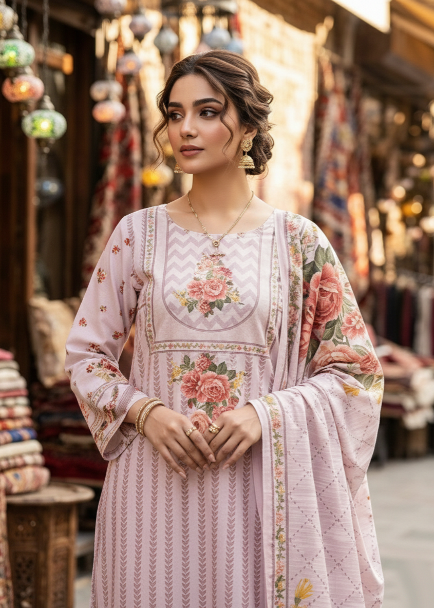 silk Gharara in Lilac